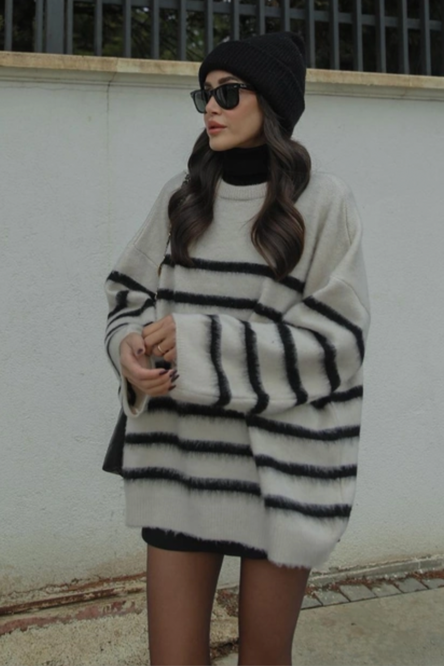 Striped Sweater-Cream