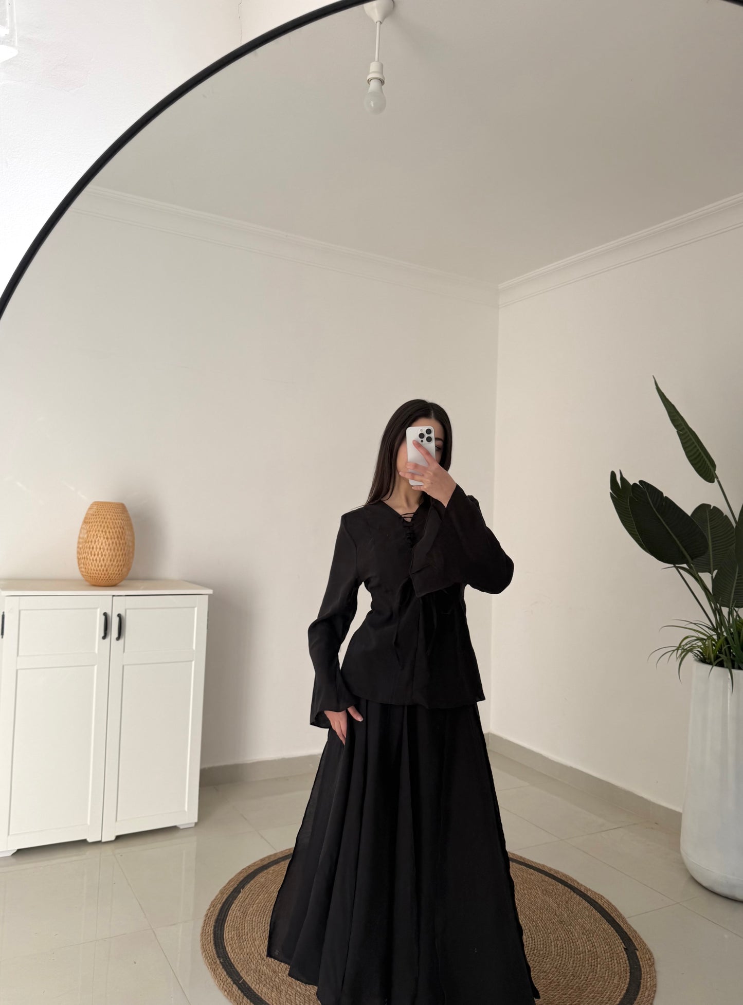 Nursoul Layered Skirt Set- Black