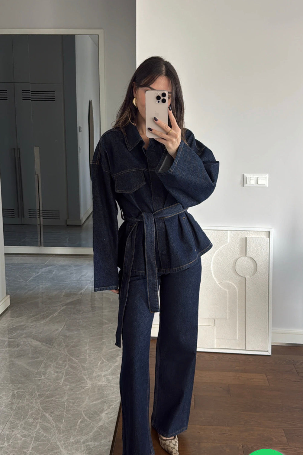 Belted Denim Set