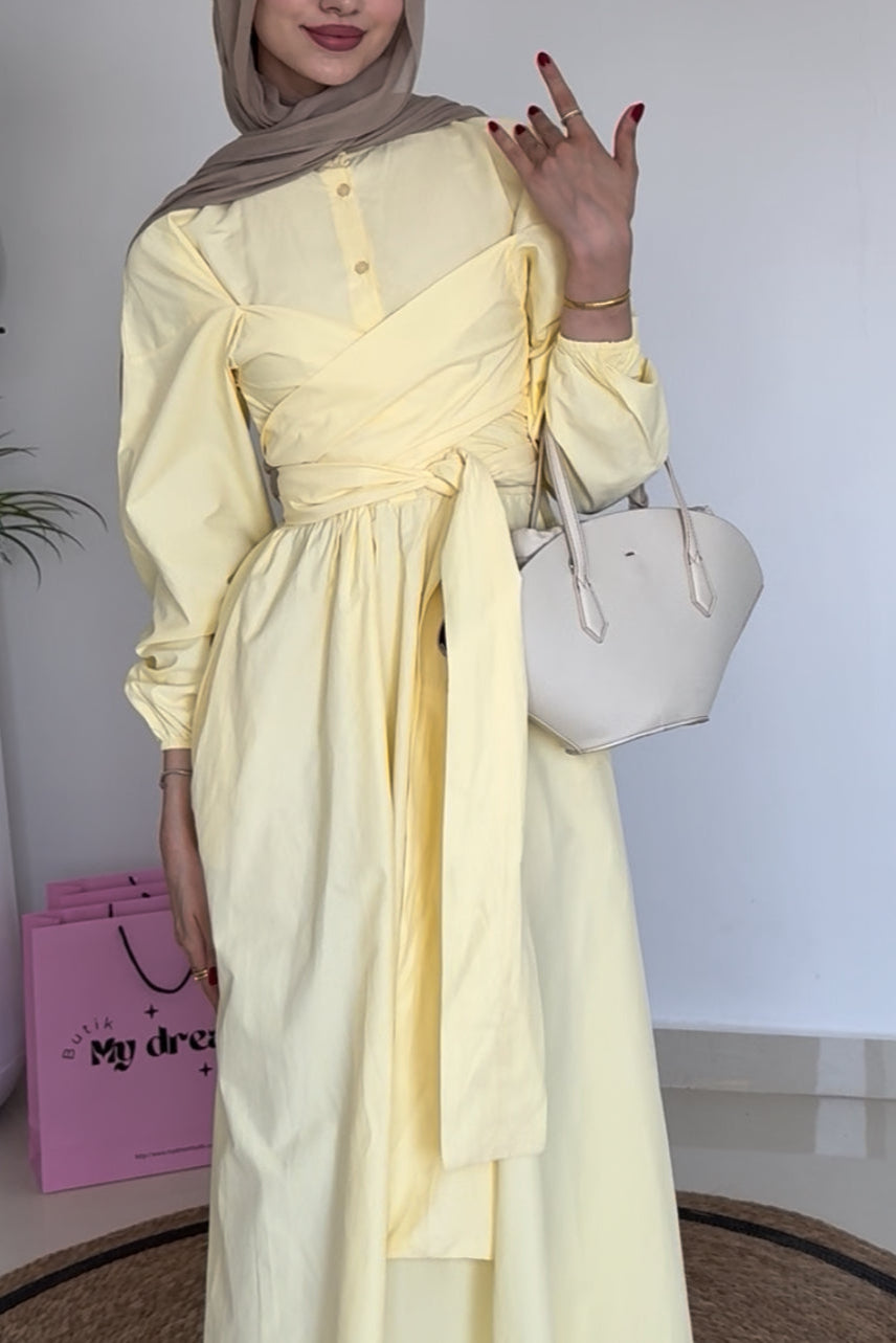 Tie Waist Dress- Yellow