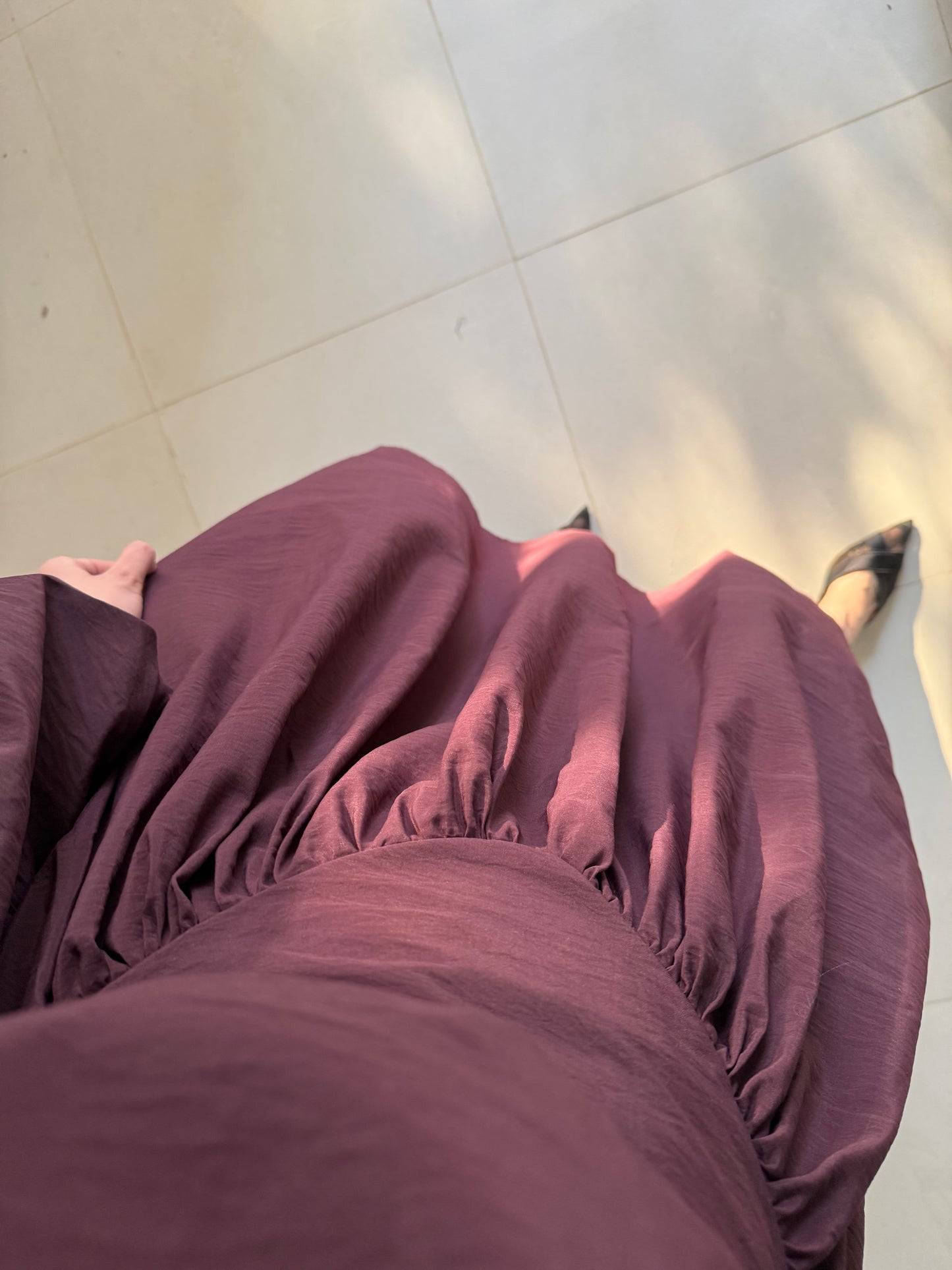 Lantern Sleeve Skirt Set- Burgundy