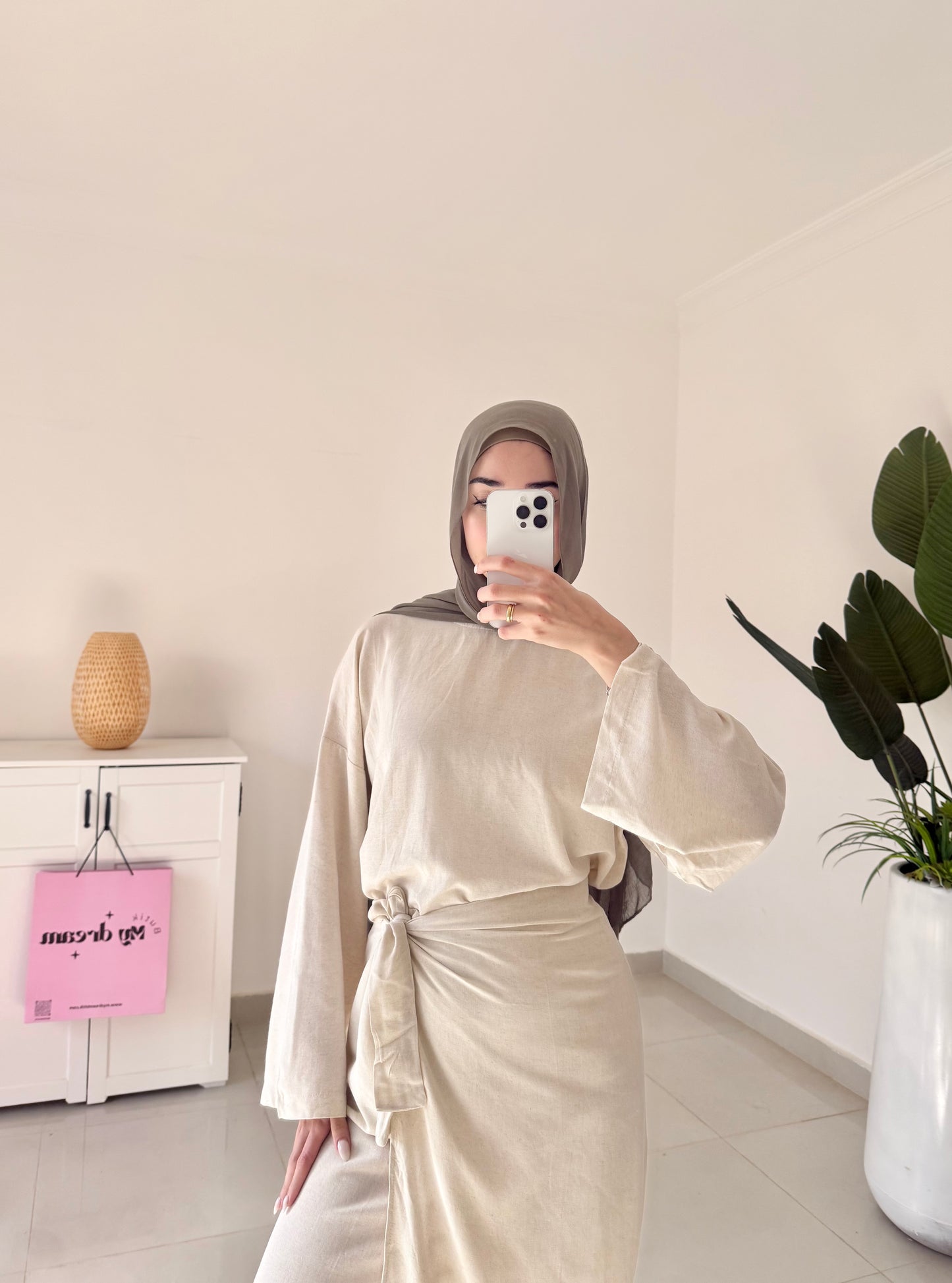 Wrap Skirt Set- Beige
