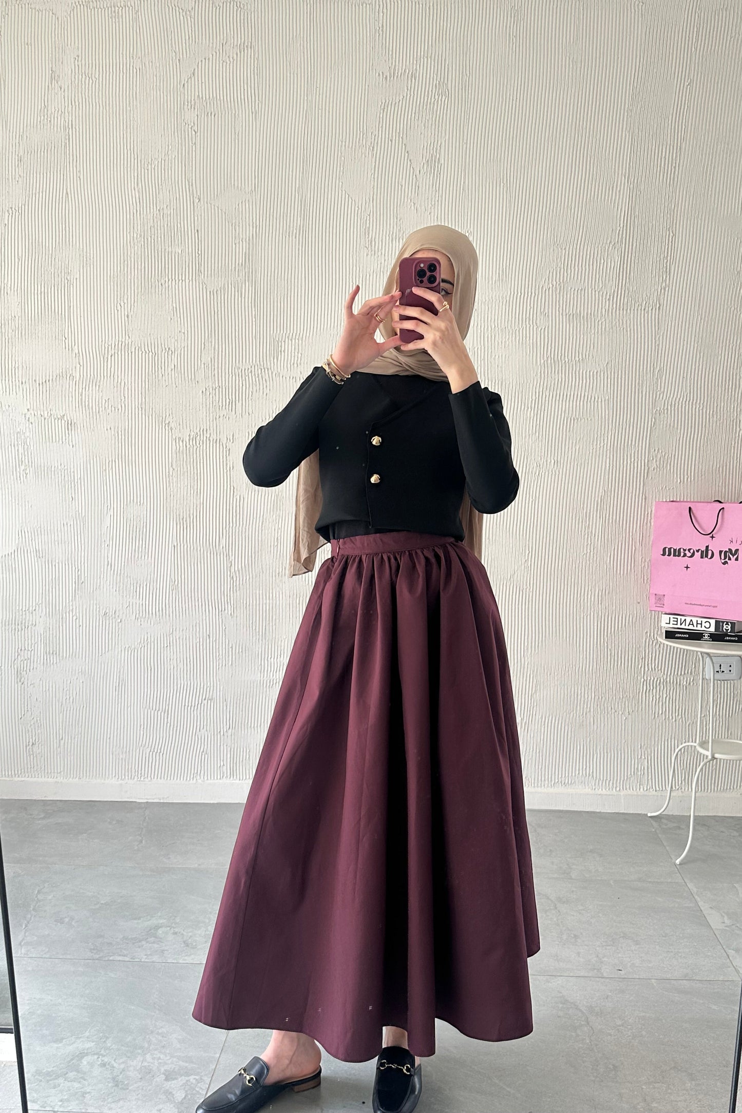 Volume Skirt- Burgundy
