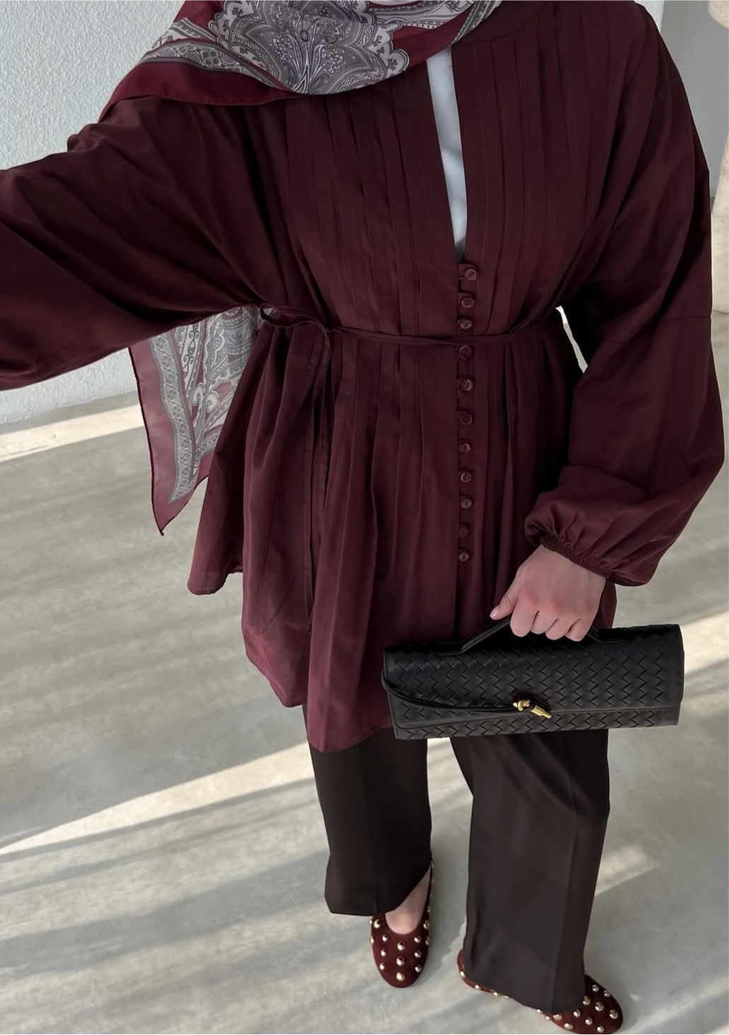 Light Weight Cotton Shirt-Burgundy