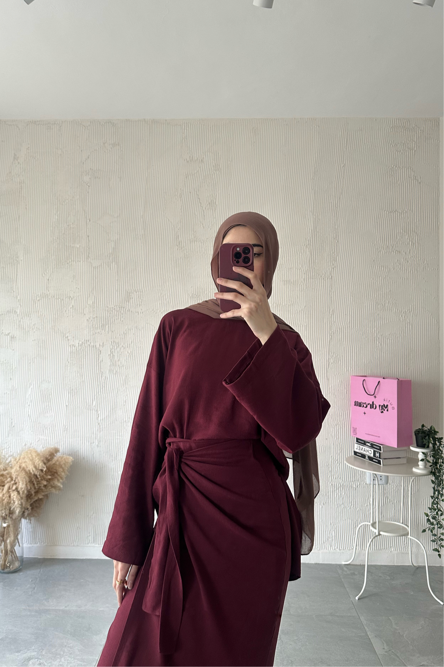 Wrap Skirt Set- Burgundy