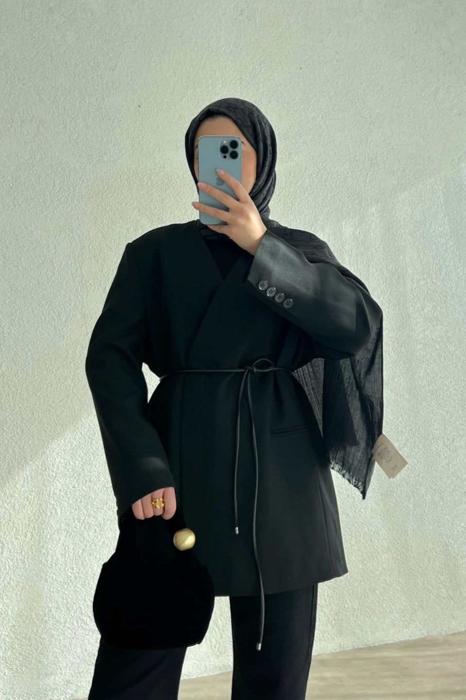 Belted Blazer- Black