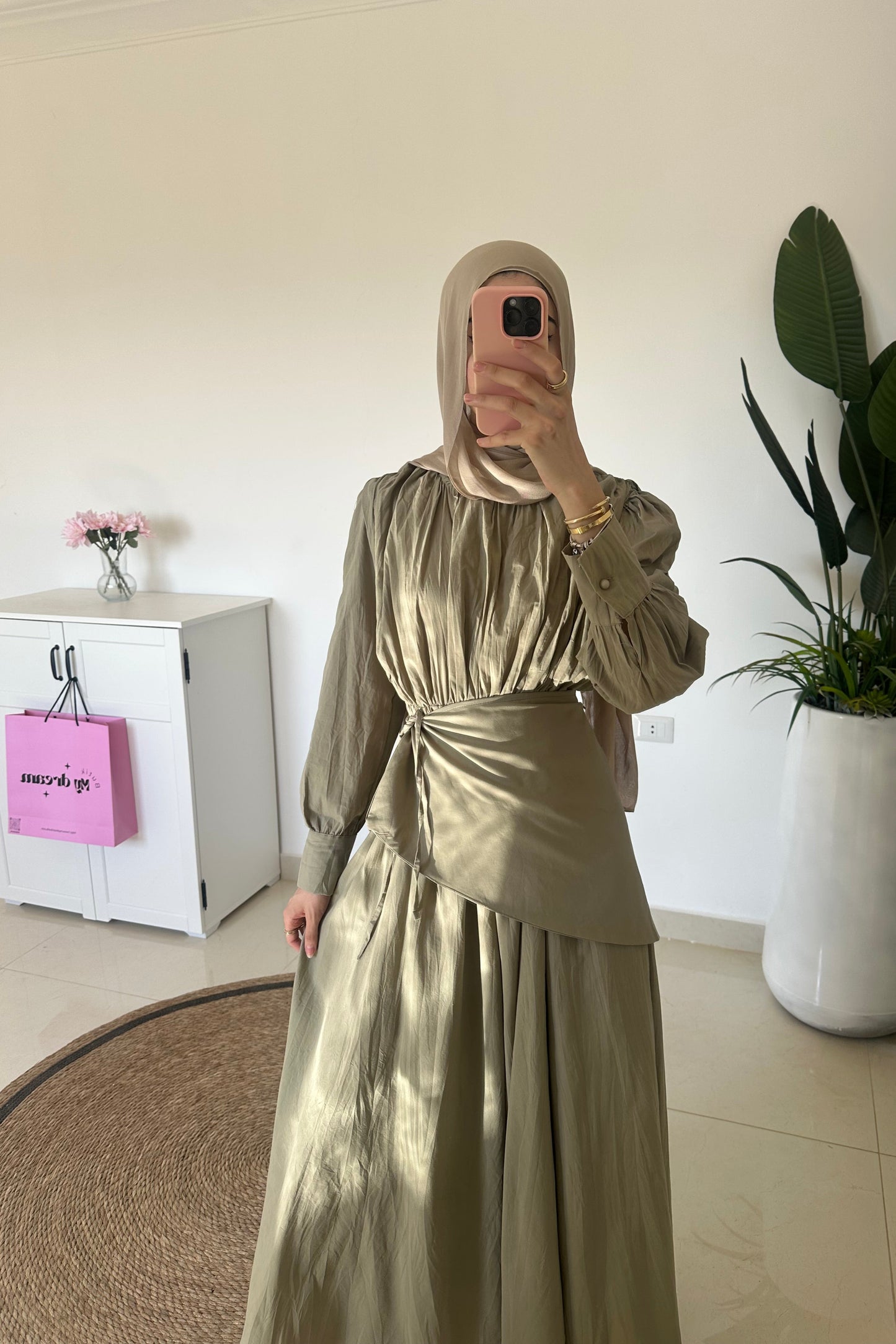 Maxi Dress With OverSkirt- Green