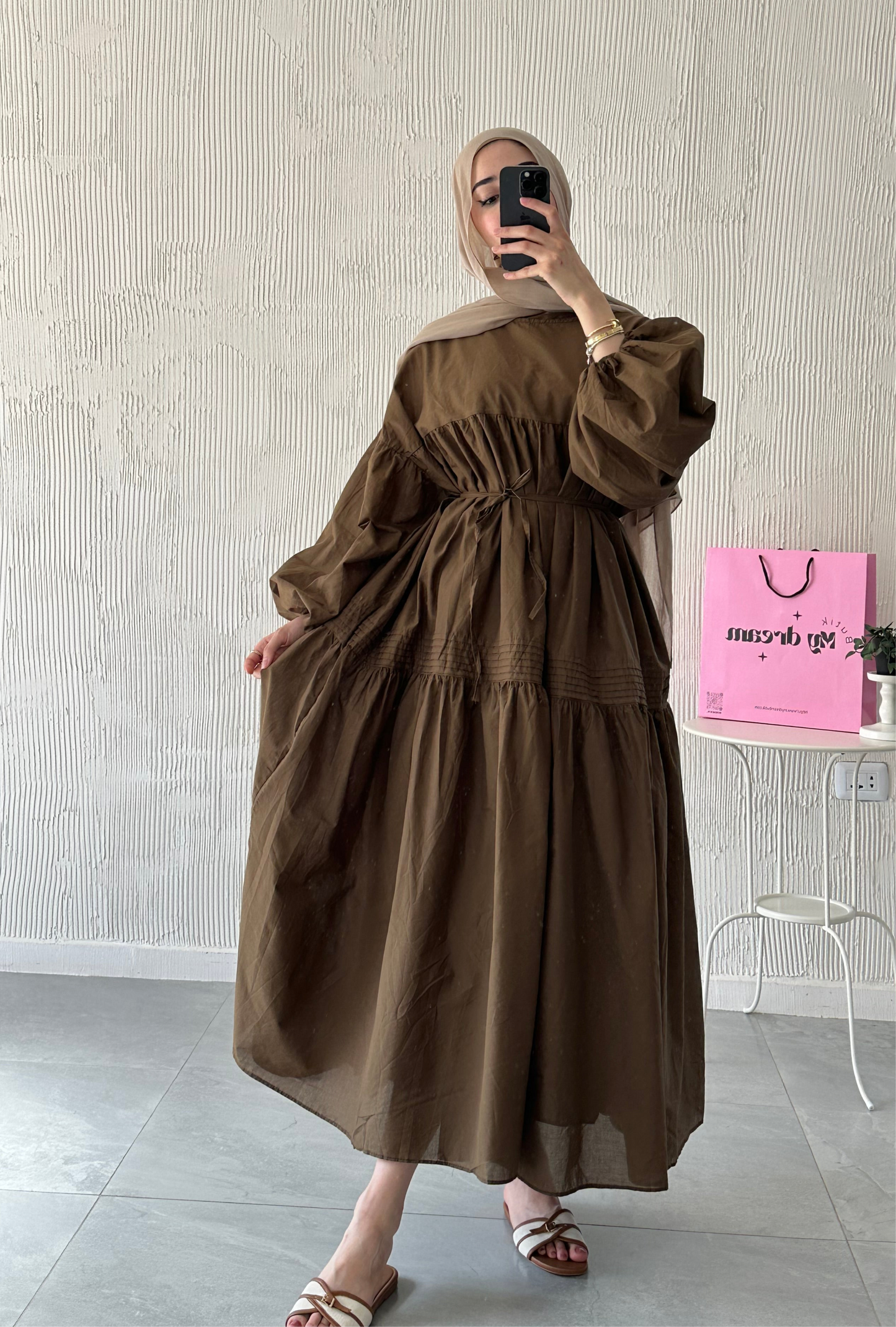 Volume Summer Dress- Brown