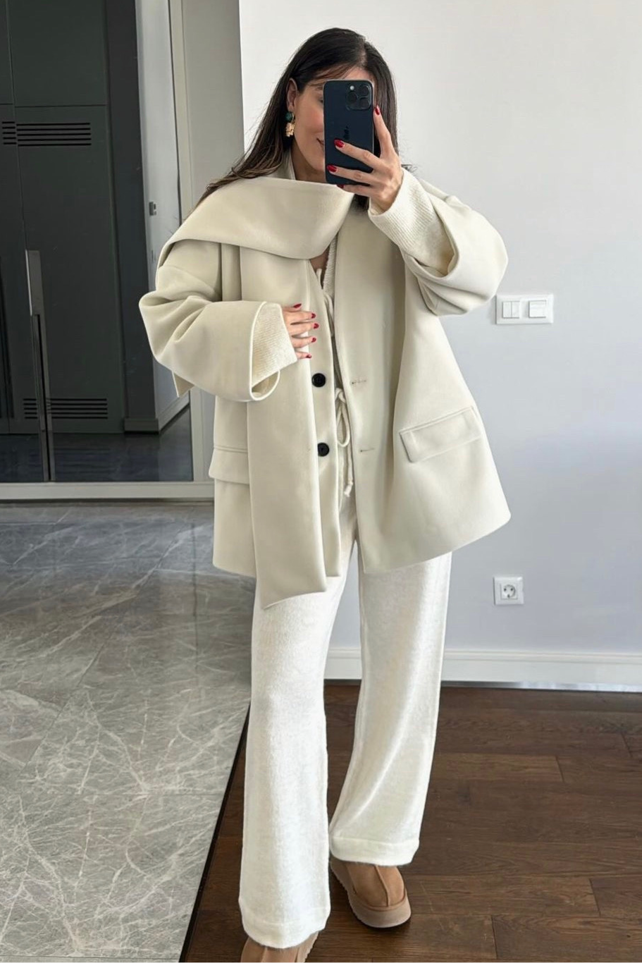 Scarf Jacket- Cream