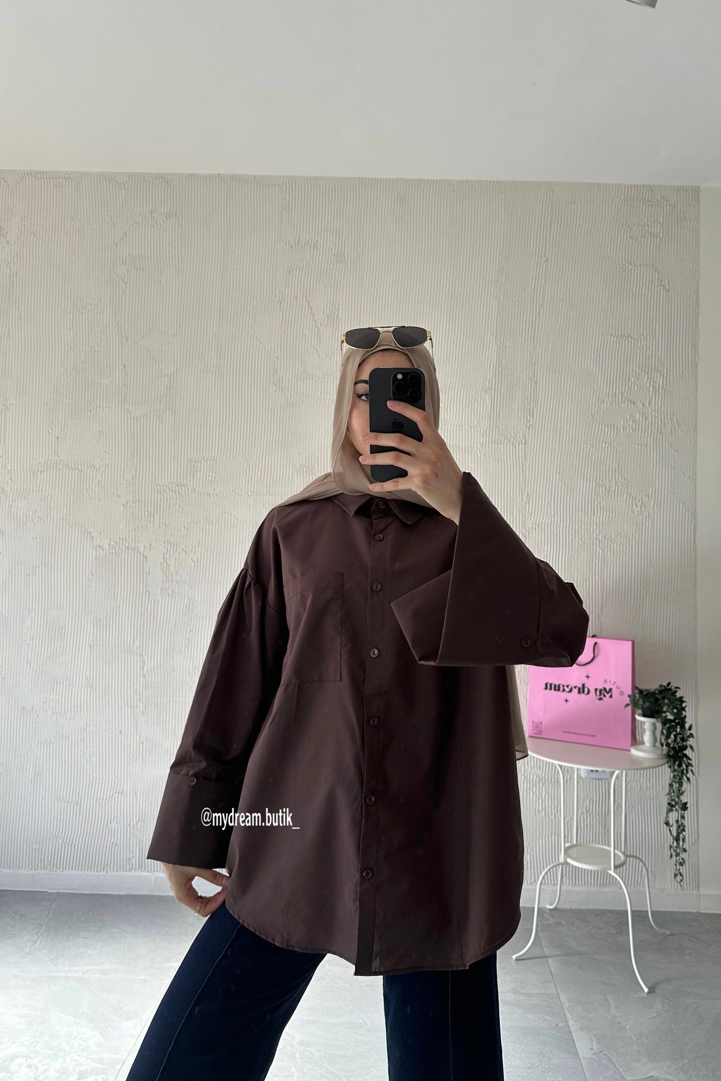 Oversized Shirt-Brown