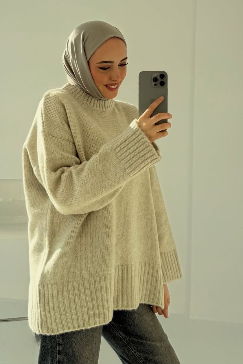 Basic Sweater-Beige