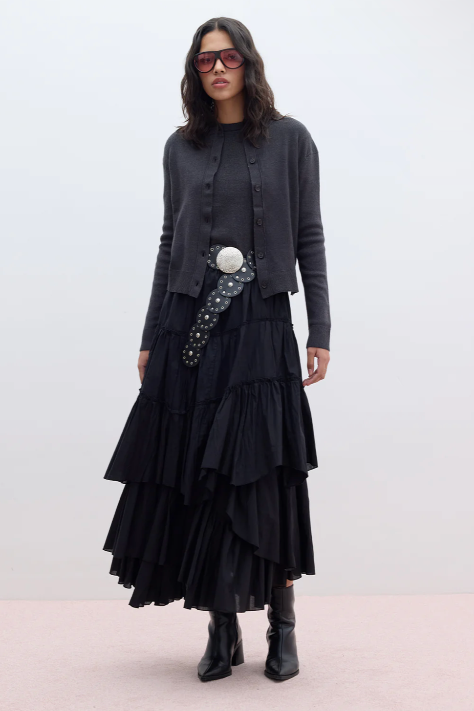 Asymmetric Layered Skirt-Black