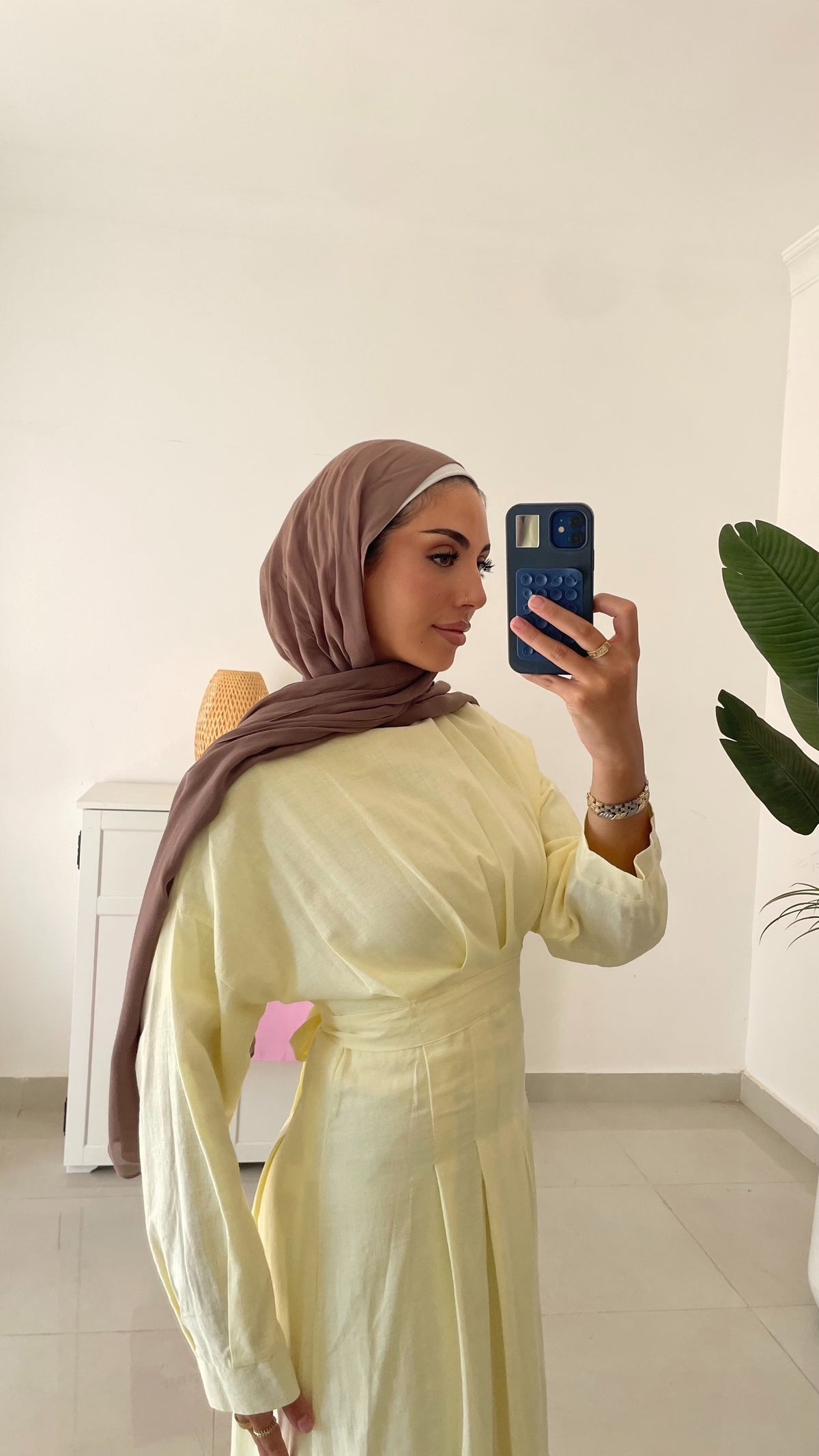 Linen Waisted Dress- Yellow