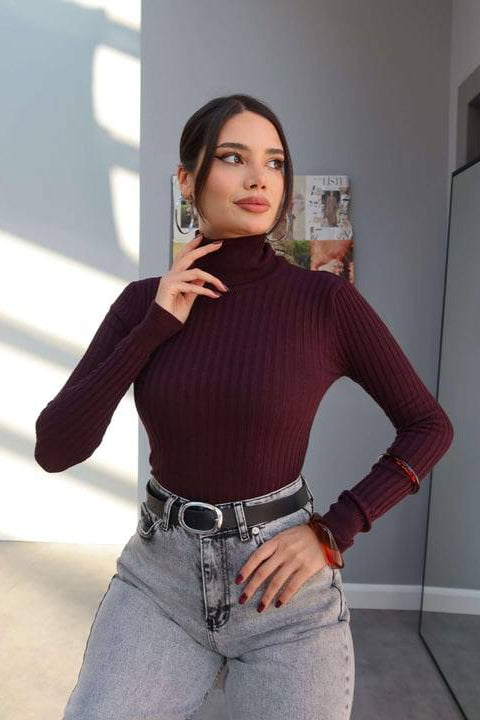 Basic High Neck- Burgundy