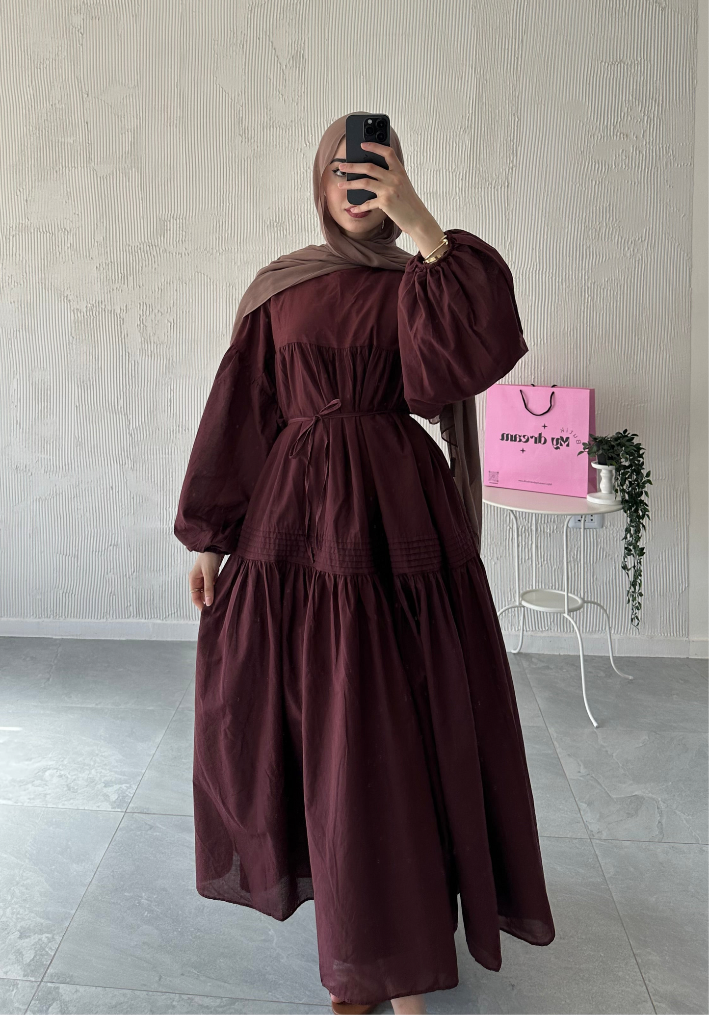 Volume Summer Dress- Burgundy