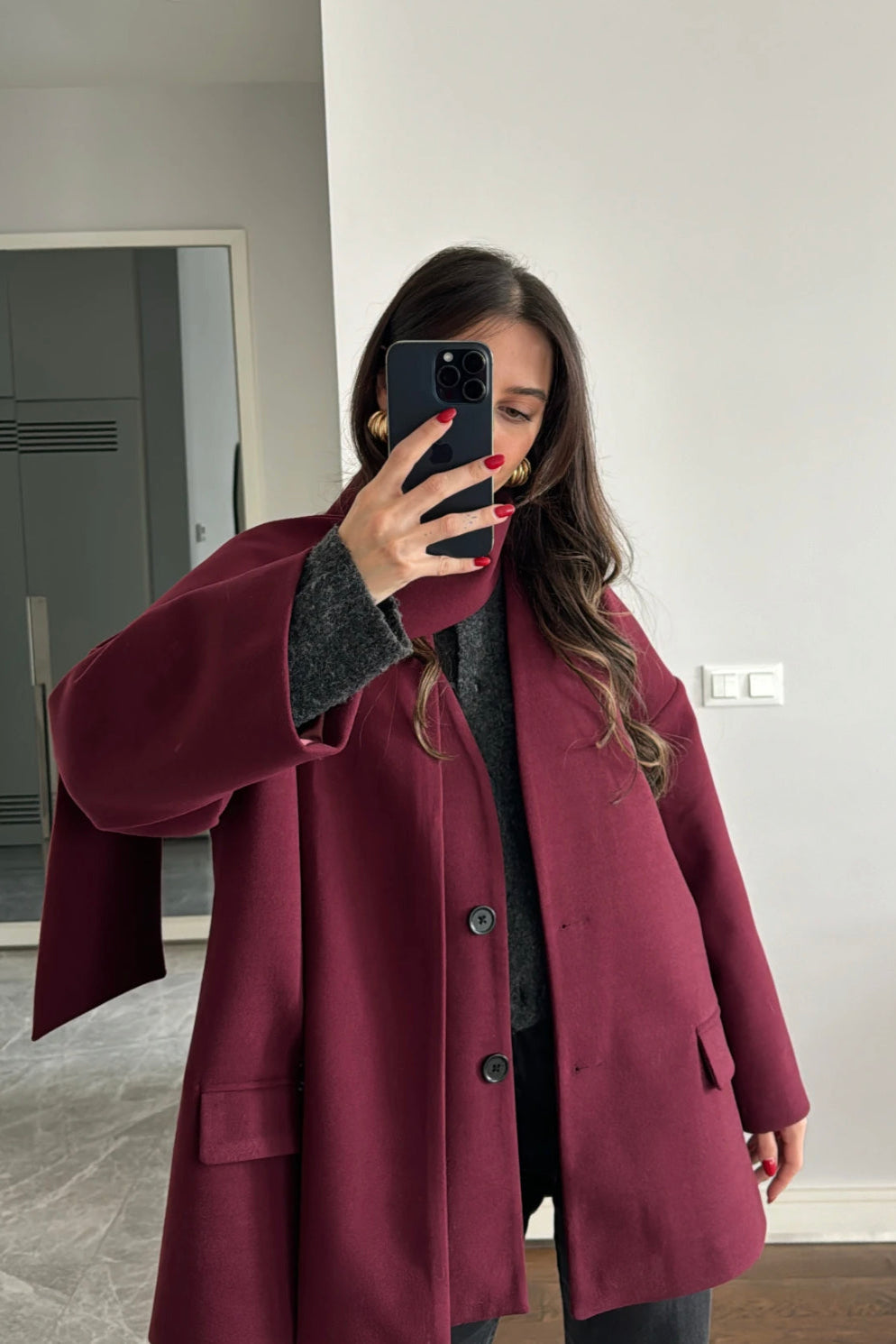 Scarf Jacket- Burgundy