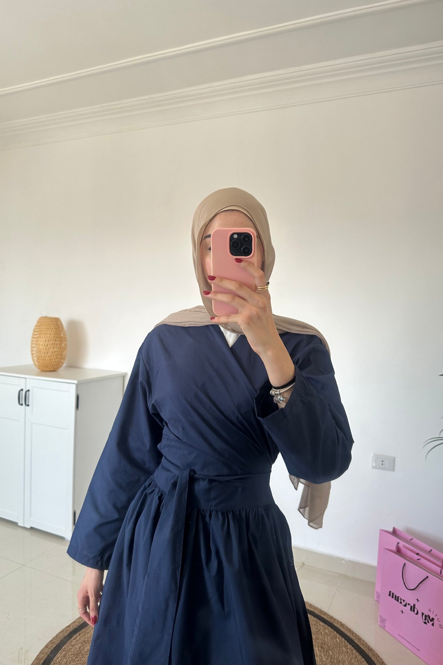 Wrap Top With Skirt Set-Navy Blue
