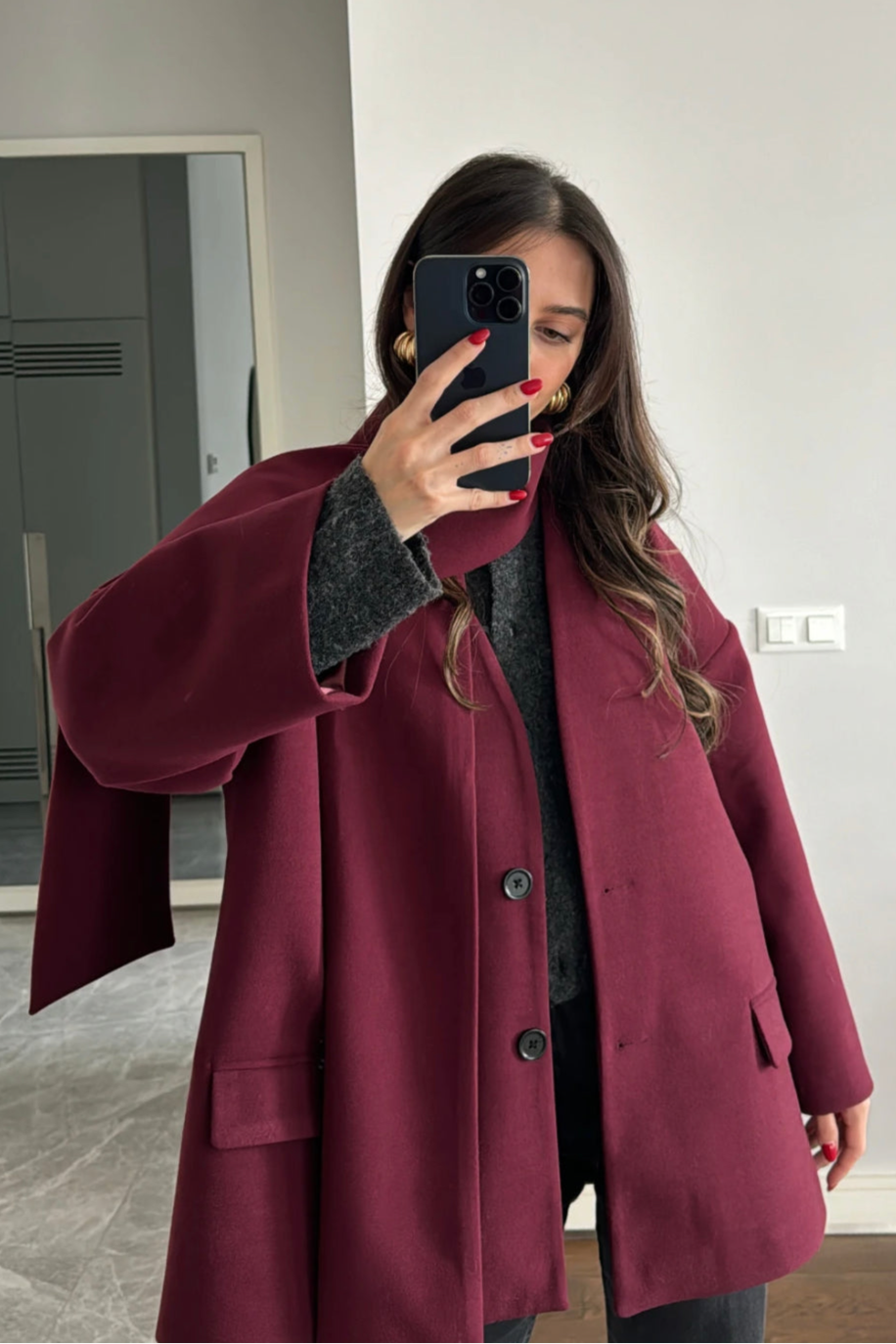 Scarf Jacket- Burgundy