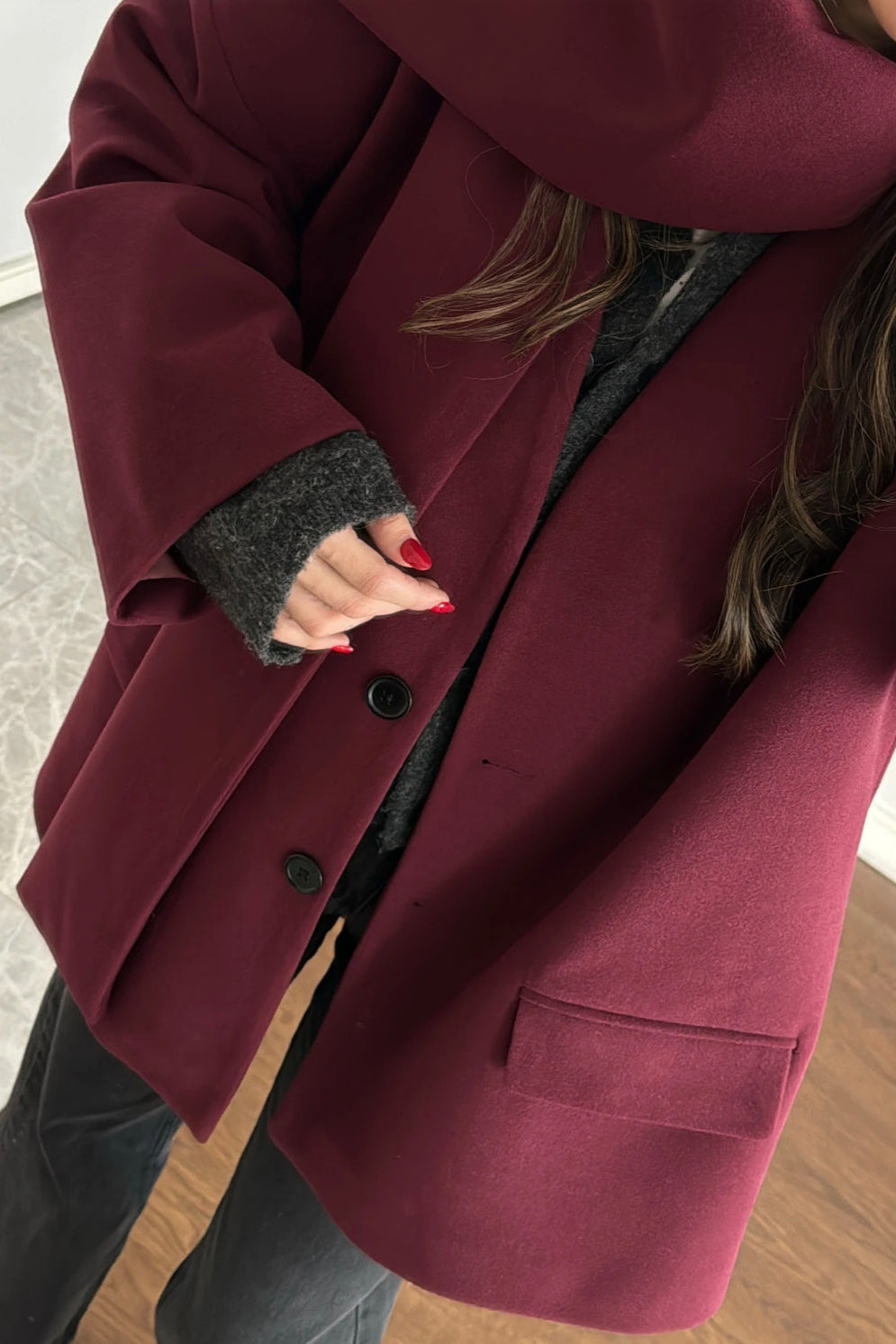 Scarf Jacket- Burgundy