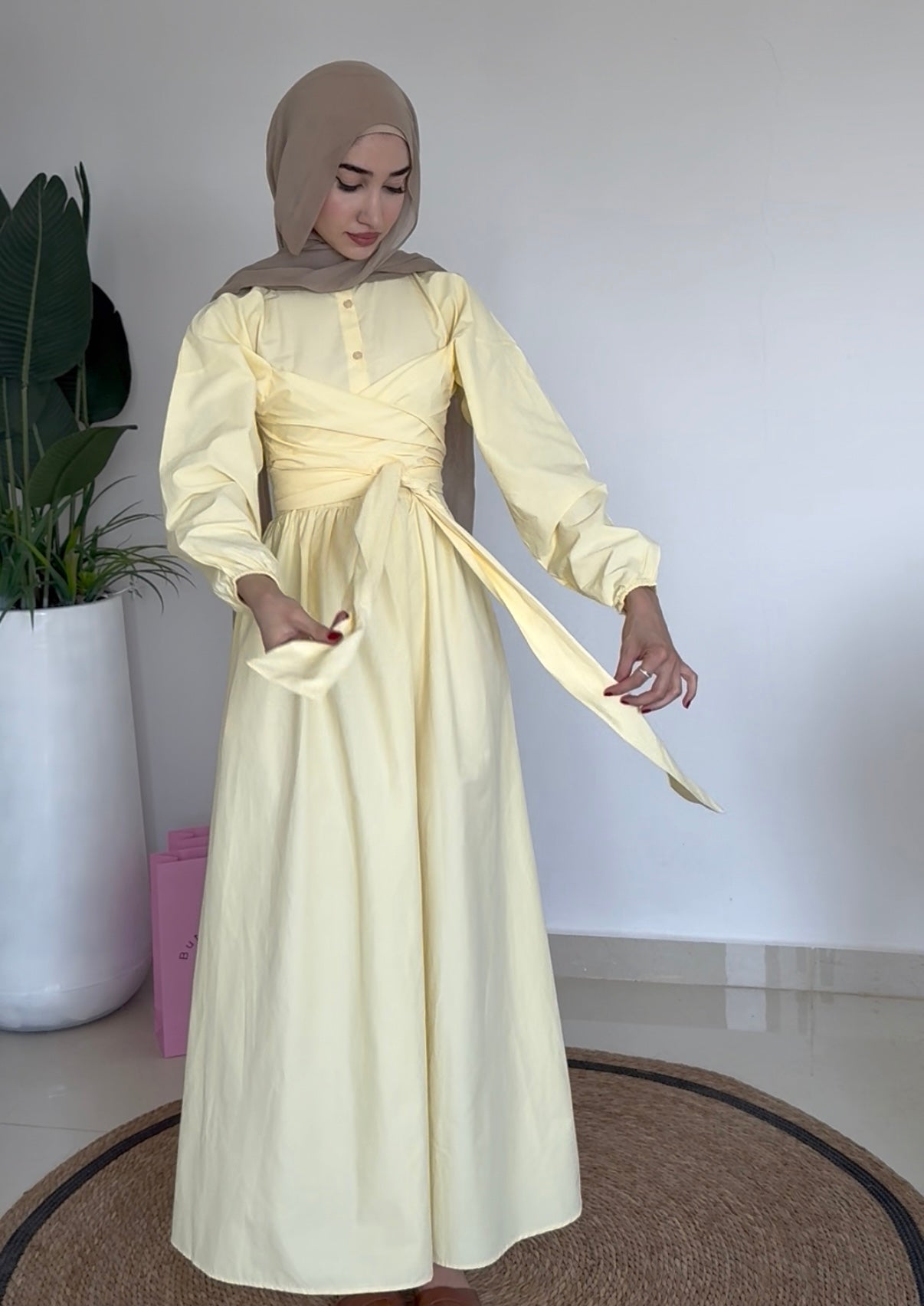 Tie Waist Dress- Yellow