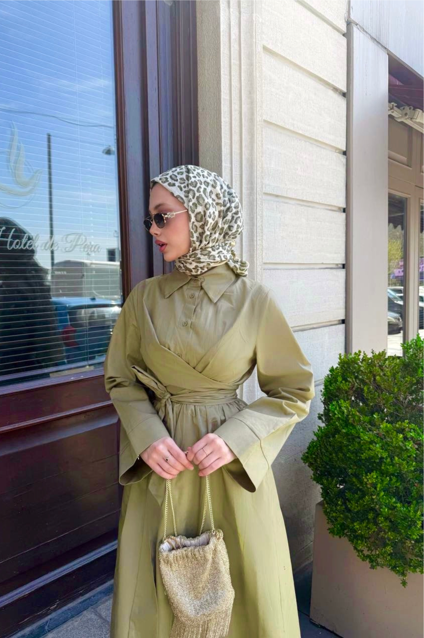 Tie Waist Dress- Greenish Yellow
