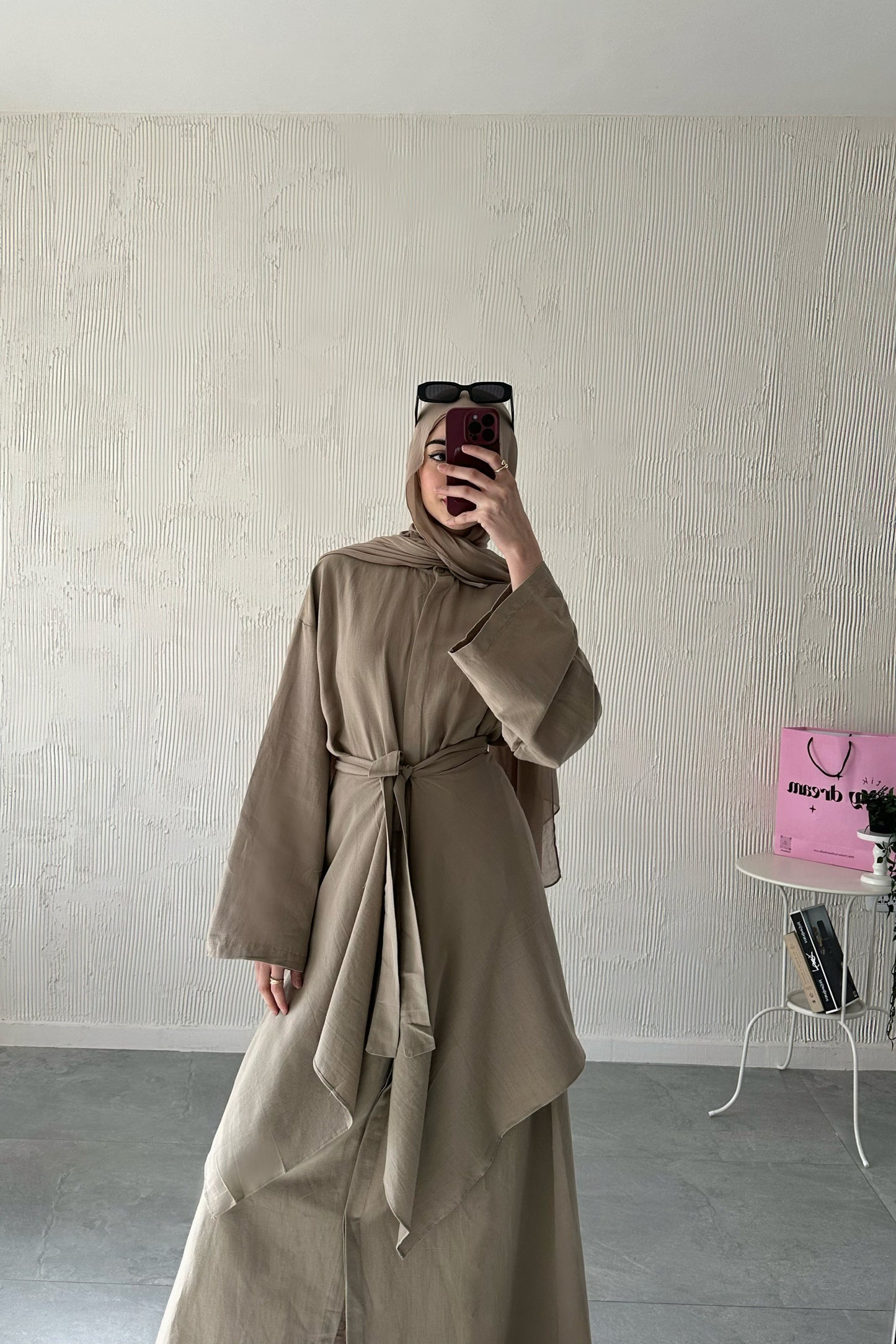 Shirt Dress With Wrap Skirt- Khaki