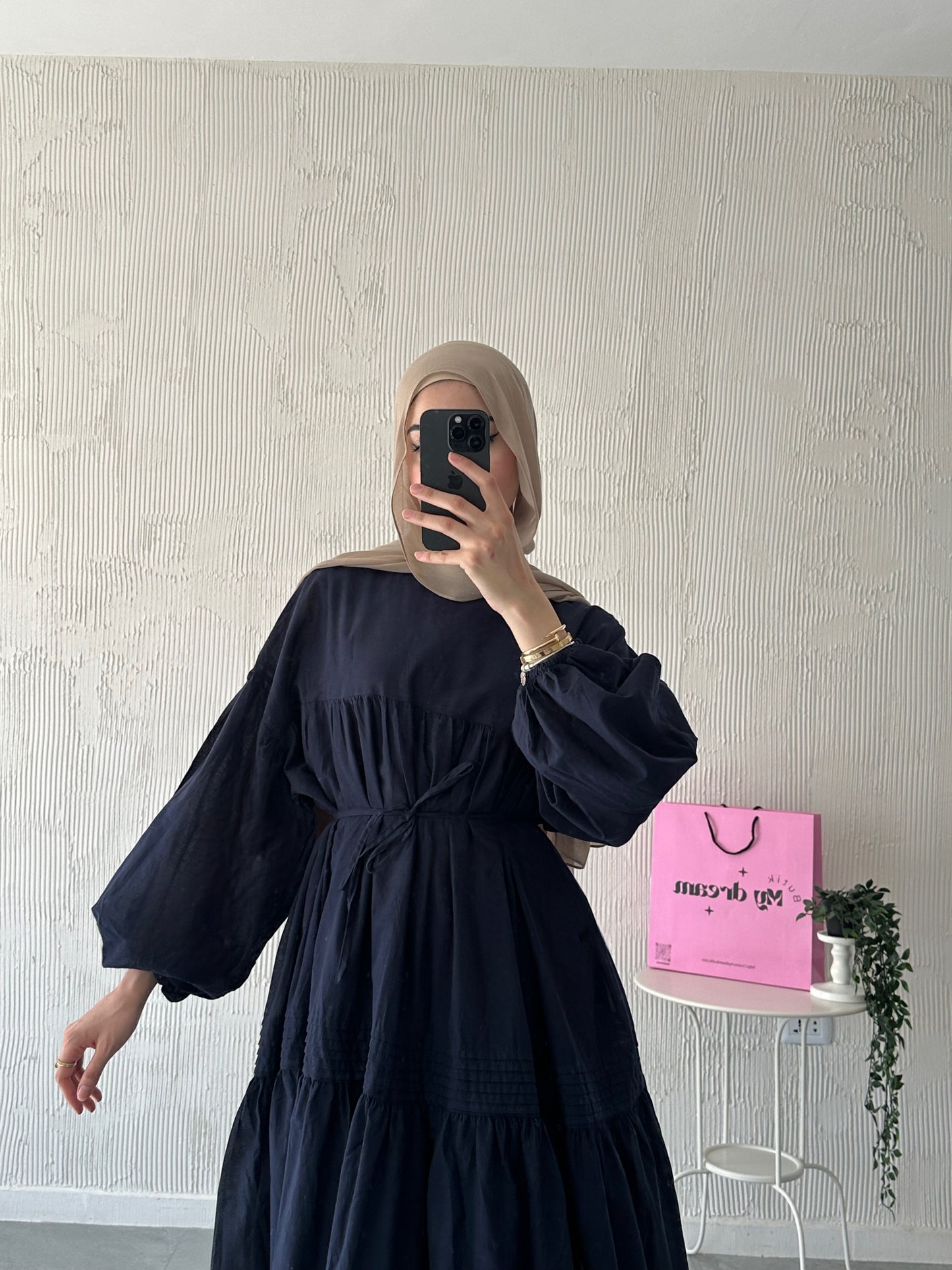 Volume Summer Dress- Navy Blue