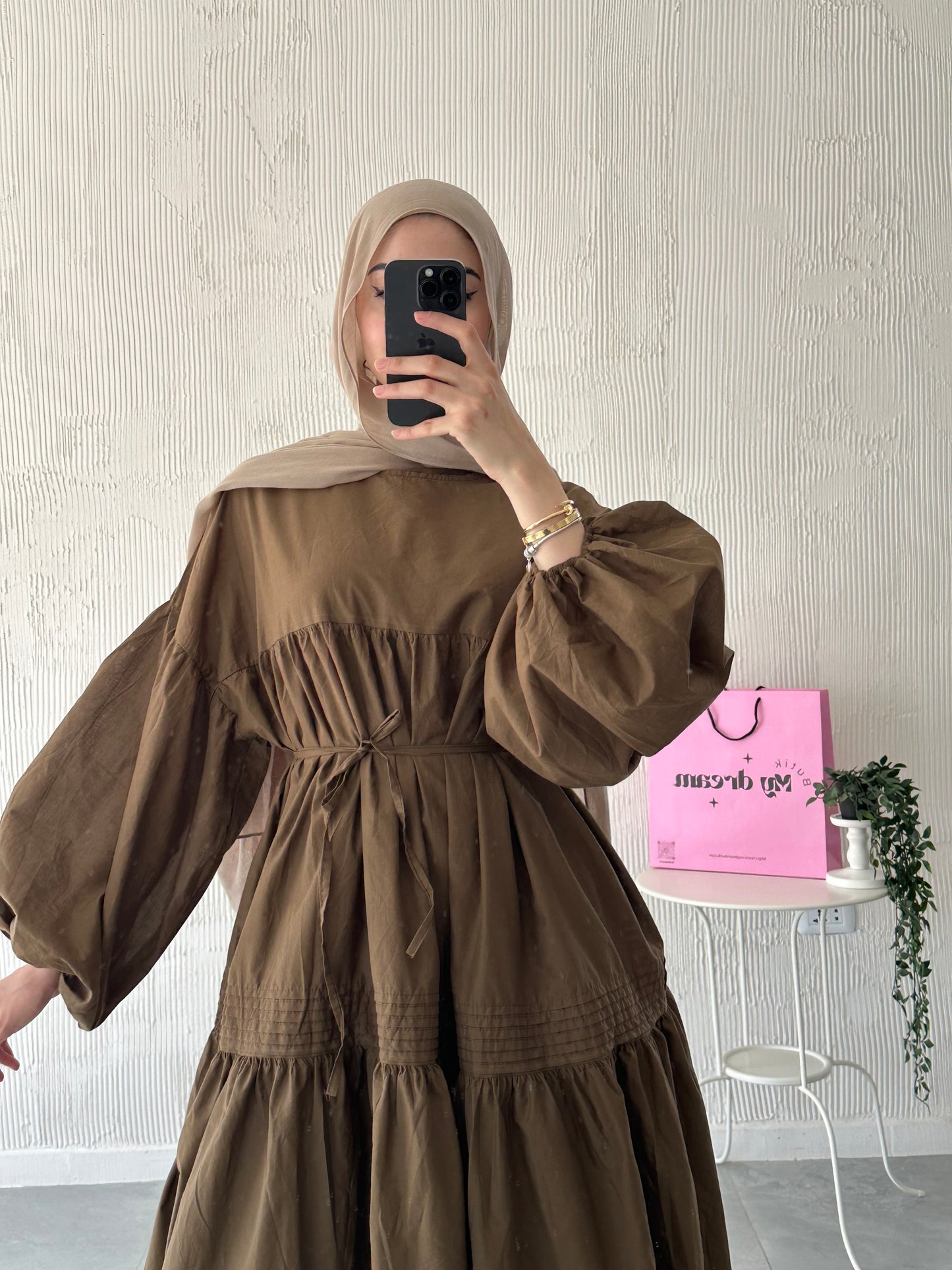 Volume Summer Dress- Brown