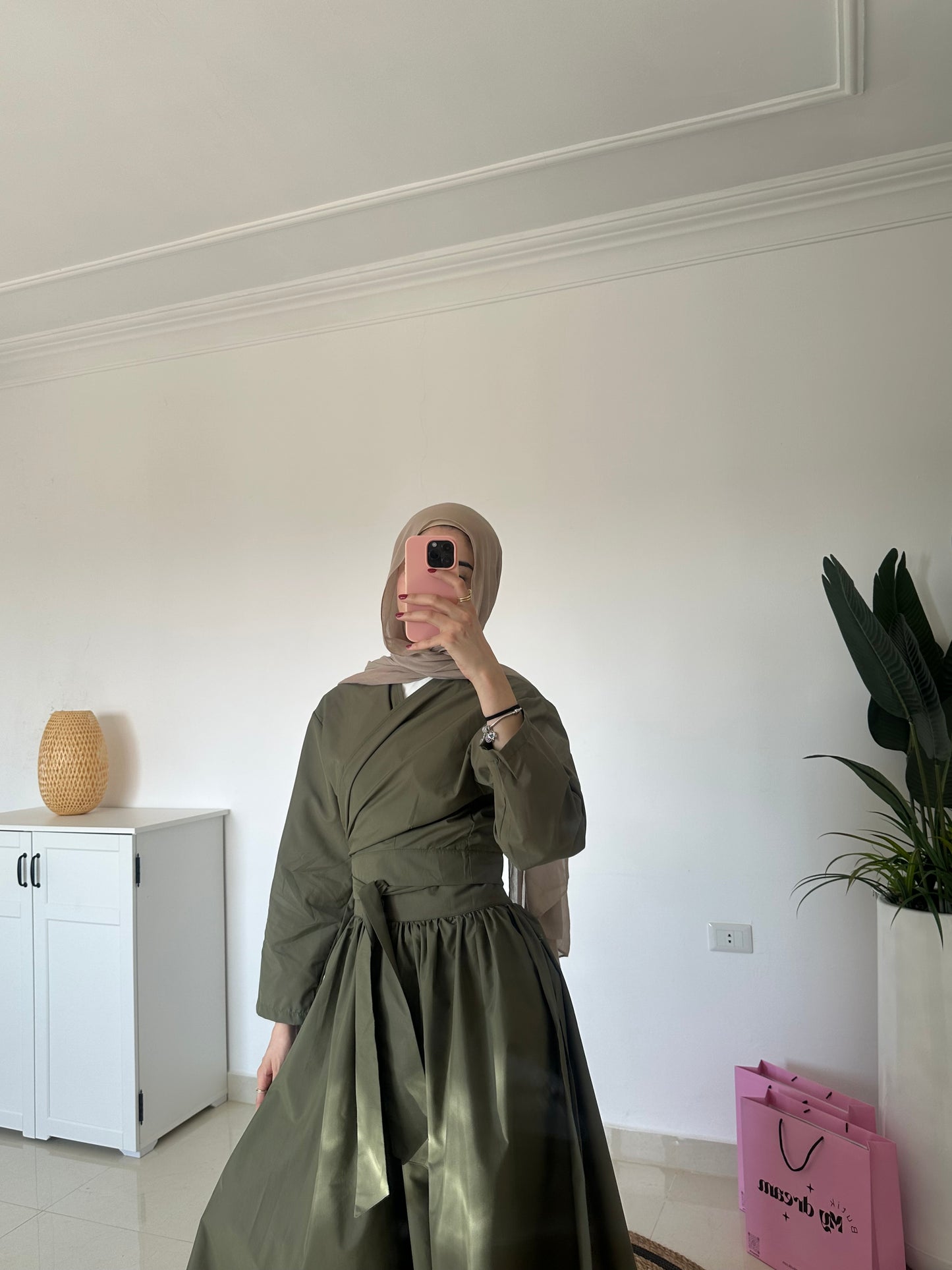 Wrap top with Skirt Set- Army Green