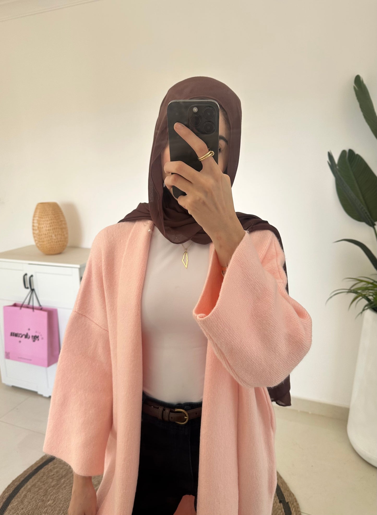 Long Oversized Cardigan- Pink