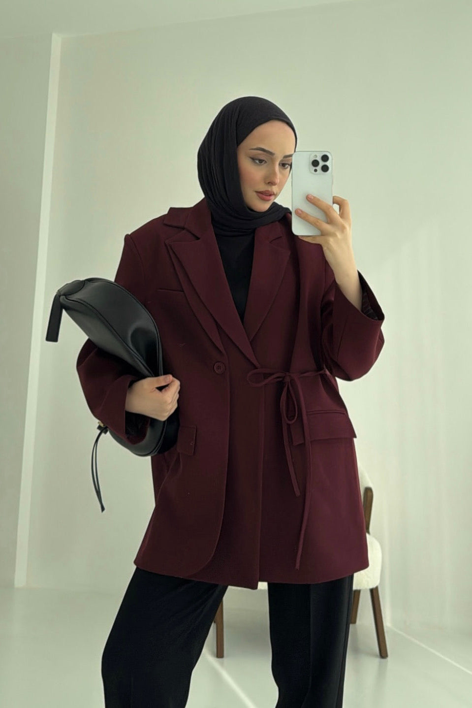 Oversized Blazer- Burgundy