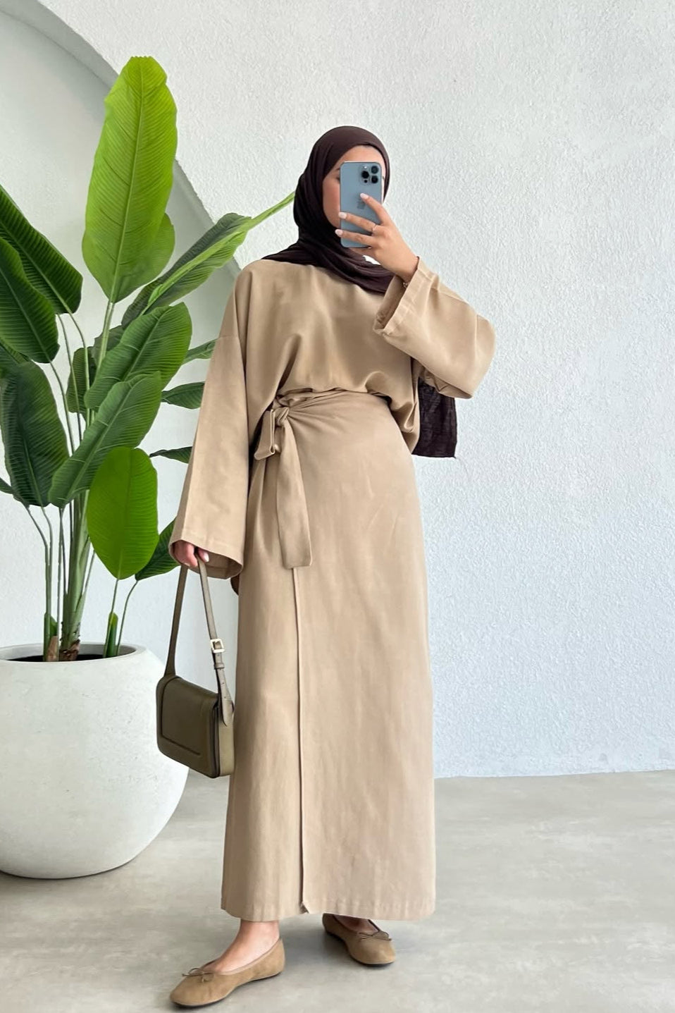 Wrap Skirt Set- Beige