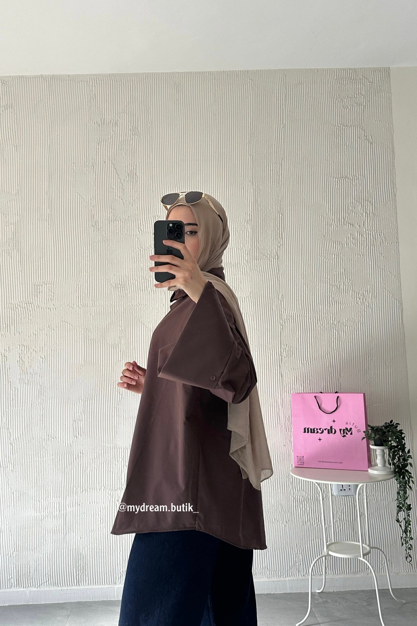 Oversized Shirt-Brown