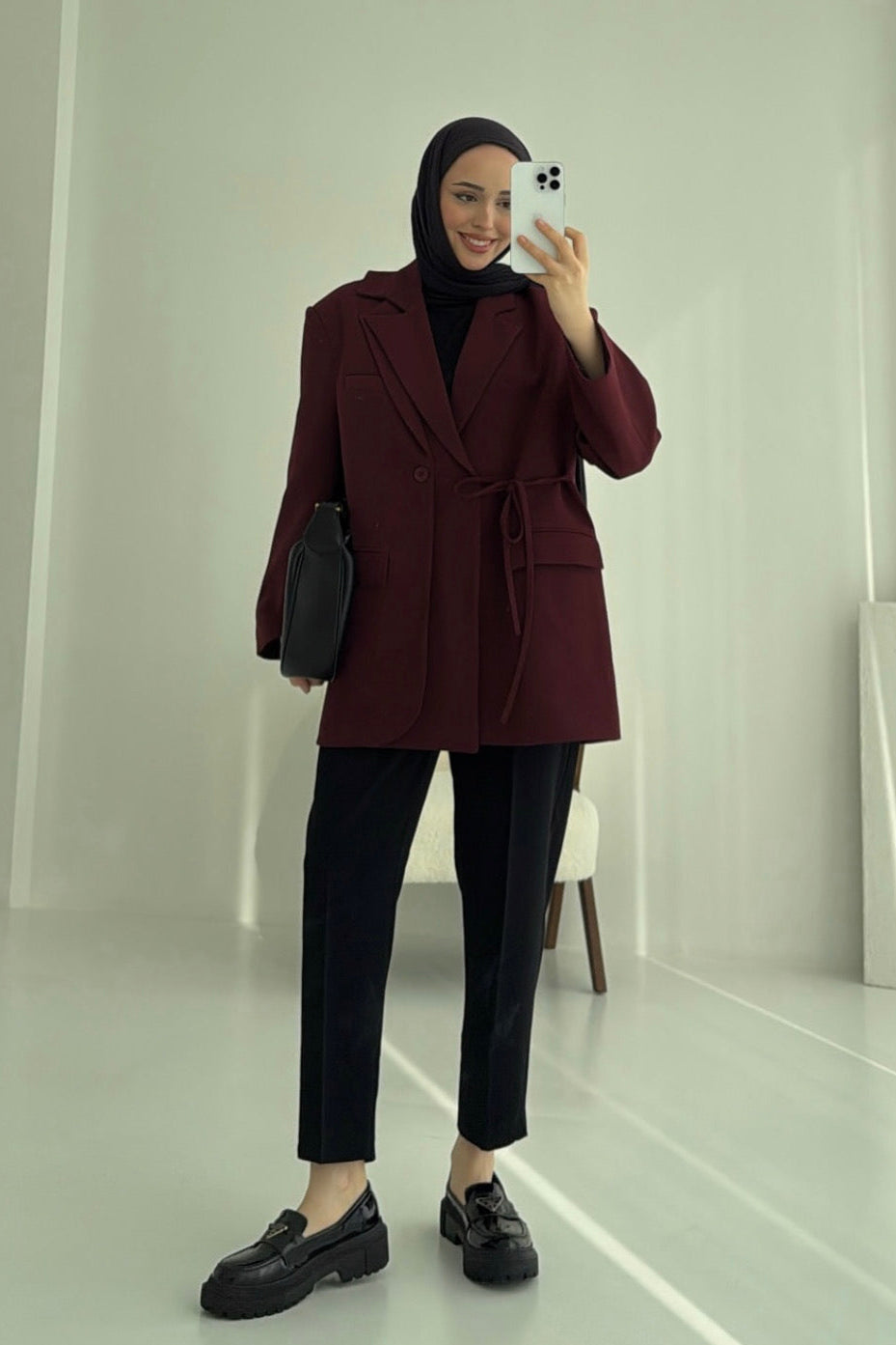 Oversized Blazer- Burgundy