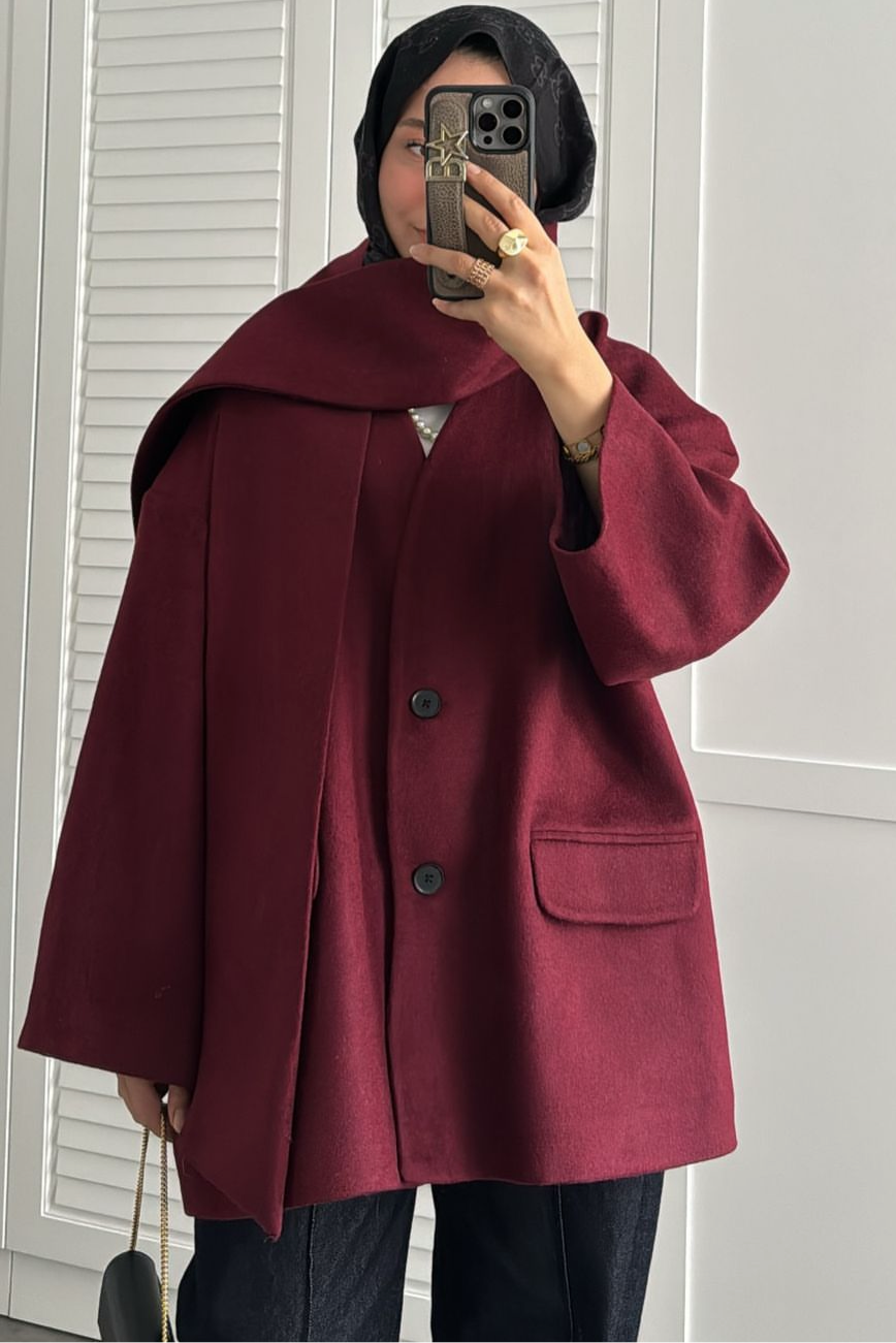 Scarf Jacket- Burgundy