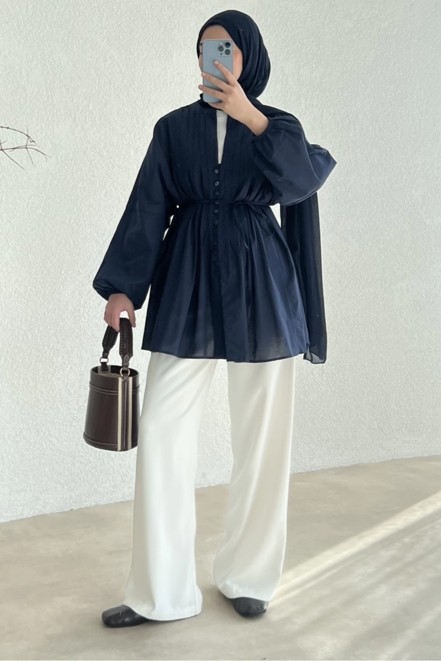 Light Weight Cotton Shirt-Navy Blue