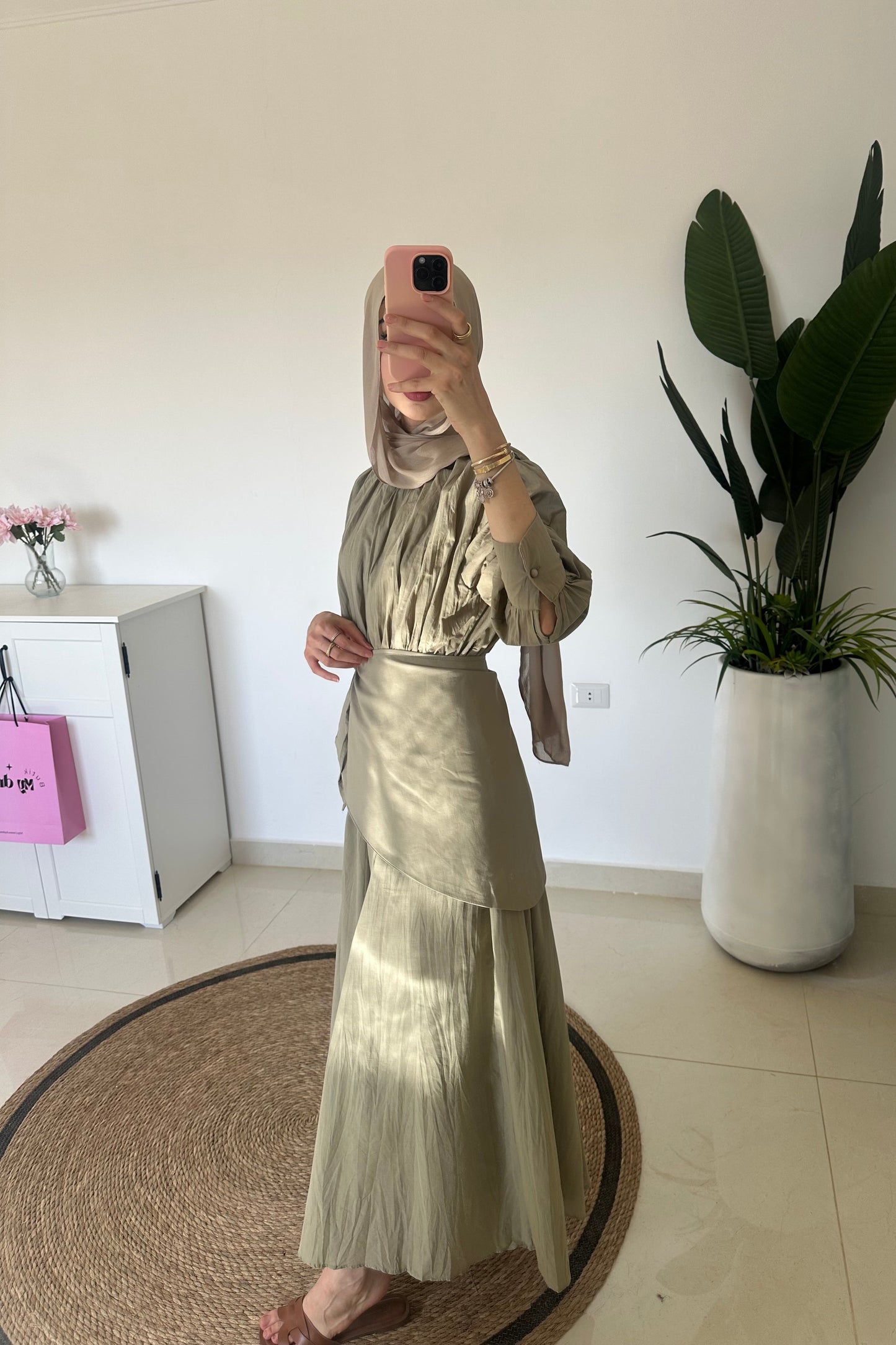 Maxi Dress With OverSkirt- Green