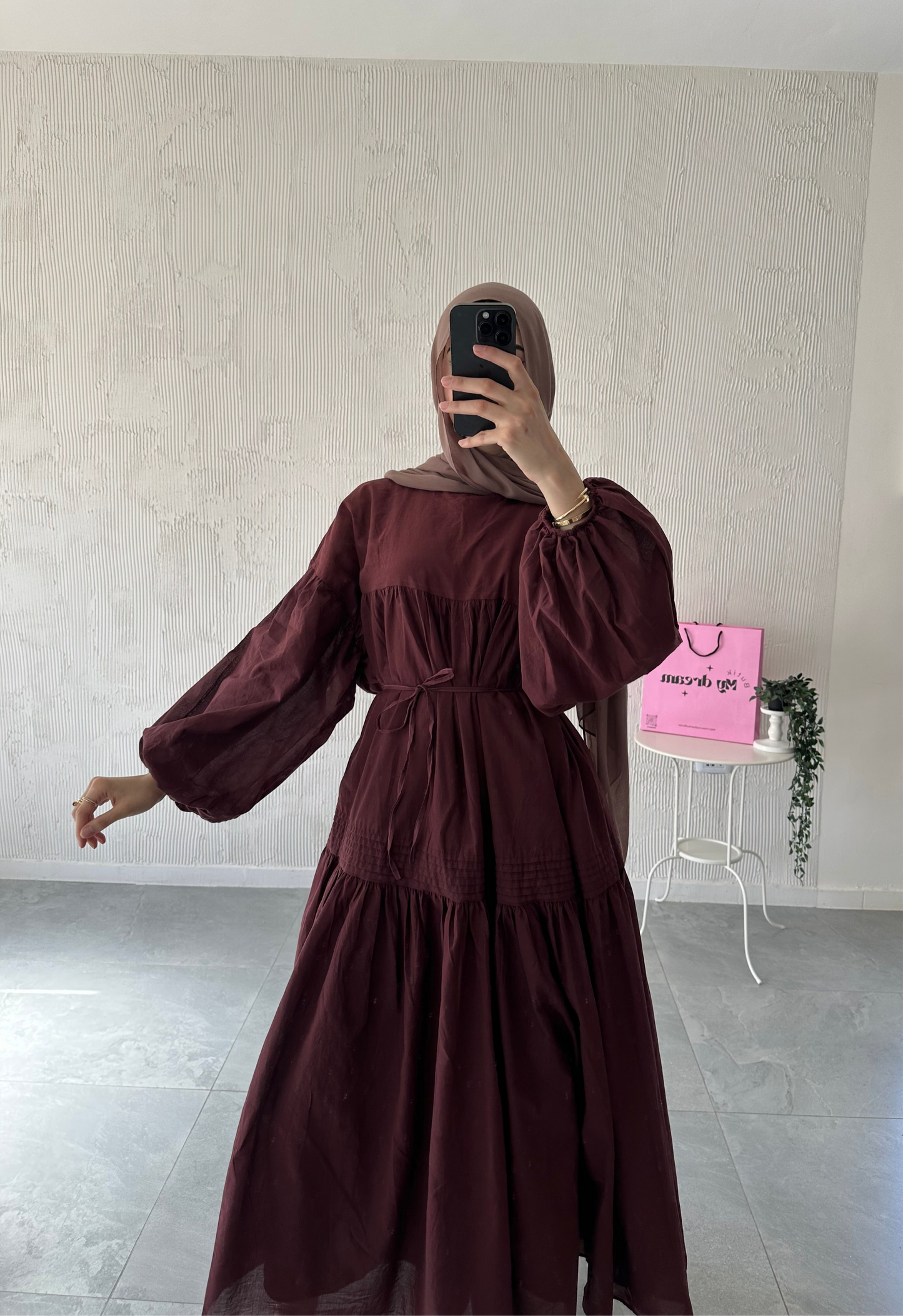 Volume Summer Dress- Burgundy