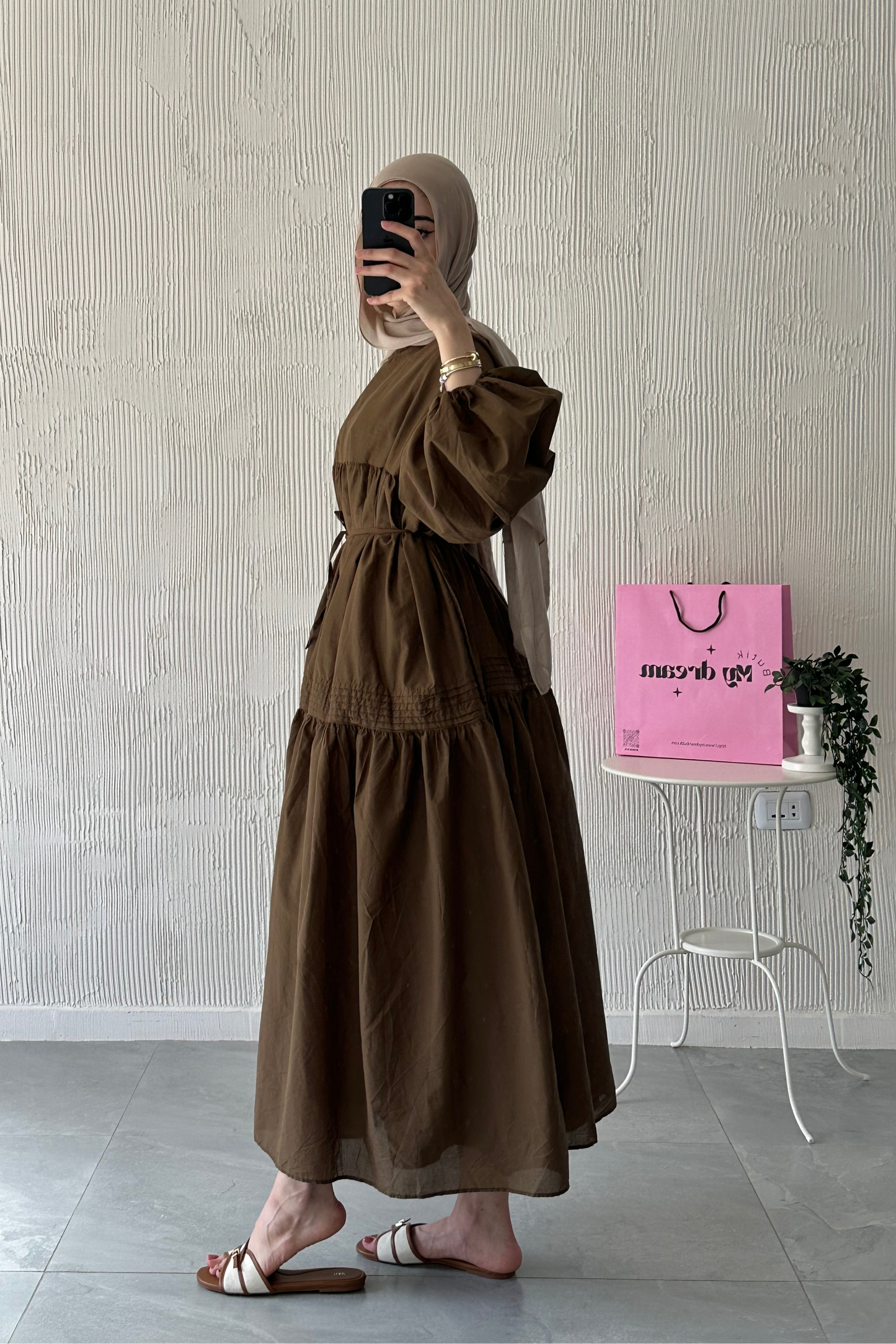 Volume Summer Dress- Brown