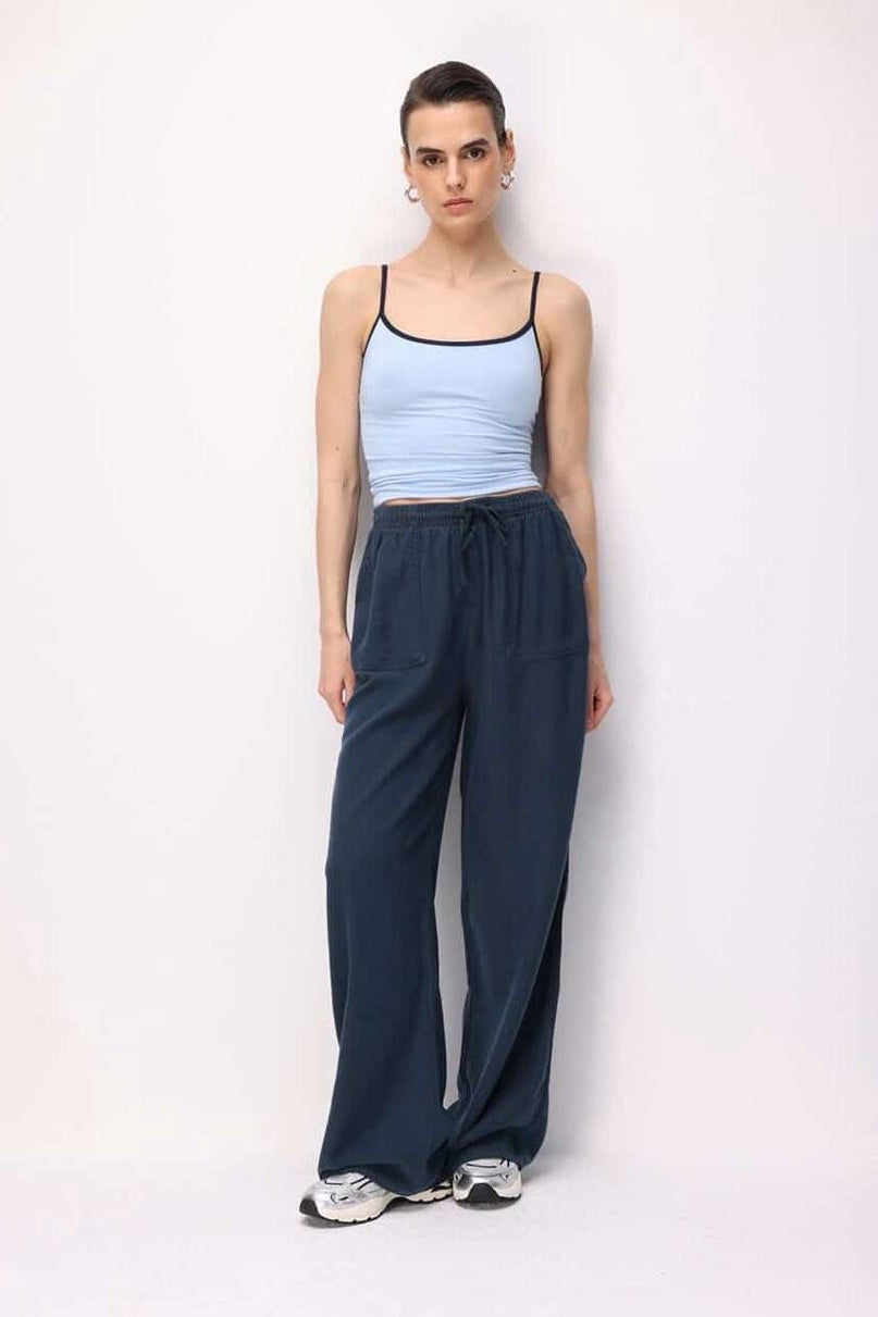 Cotton Linen Pants- Navy Blue