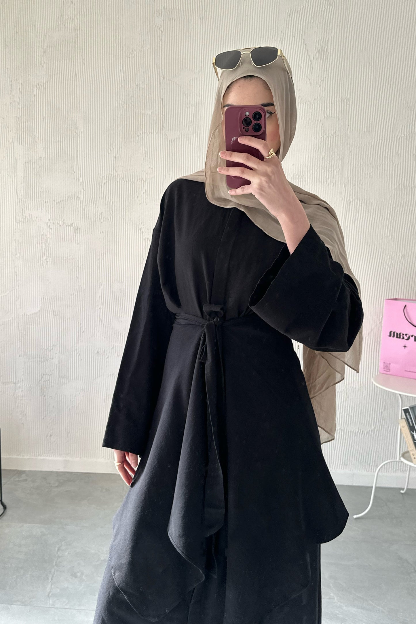 Shirt Dress With Wrap Skirt- Black