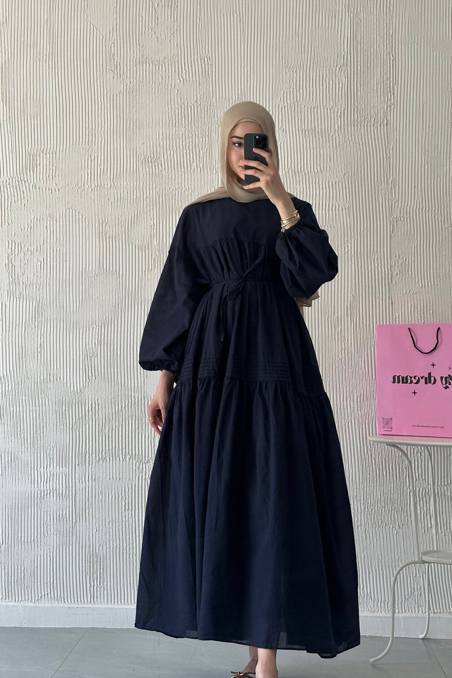 Volume Summer Dress- Navy Blue