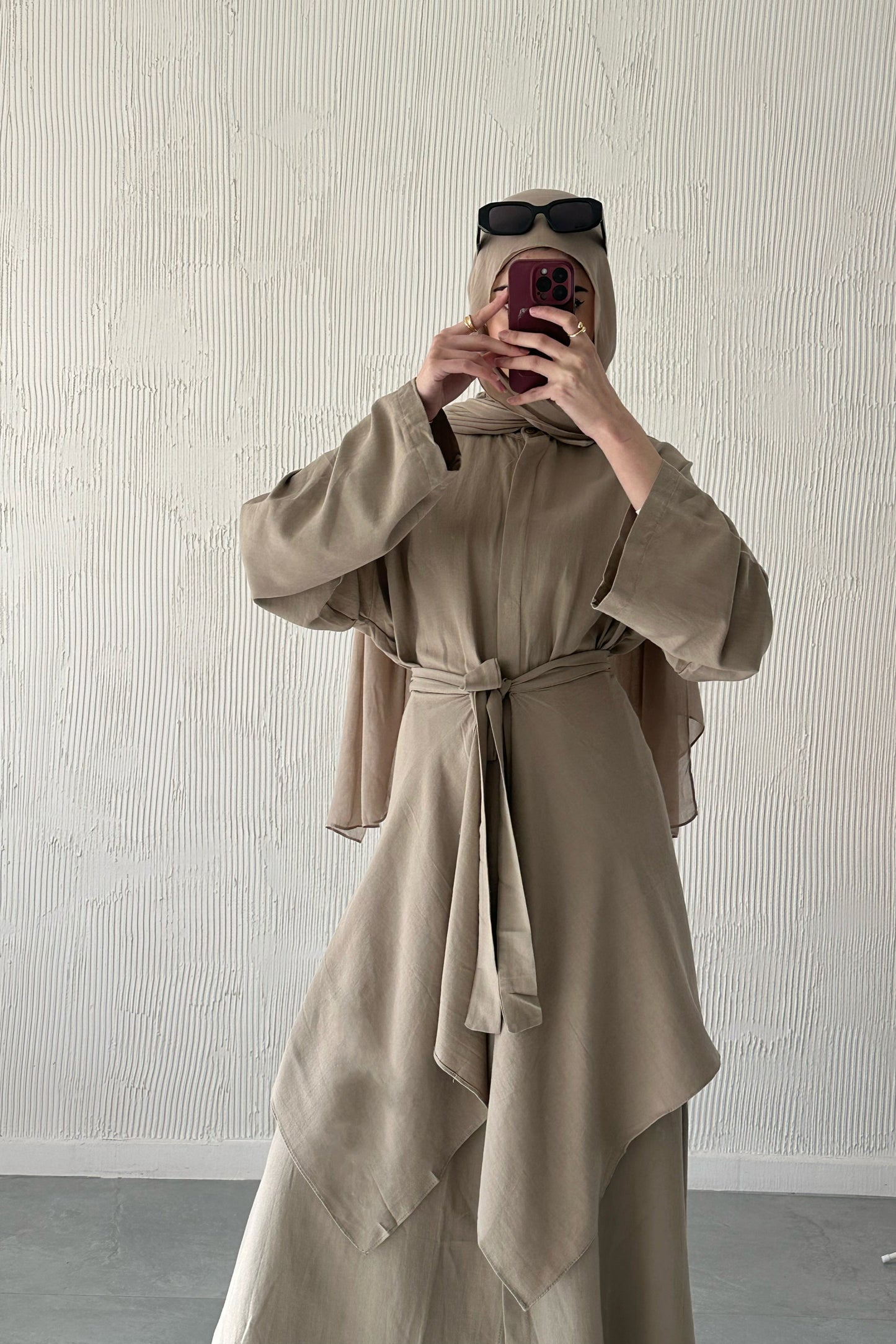 Shirt Dress With Wrap Skirt- Khaki