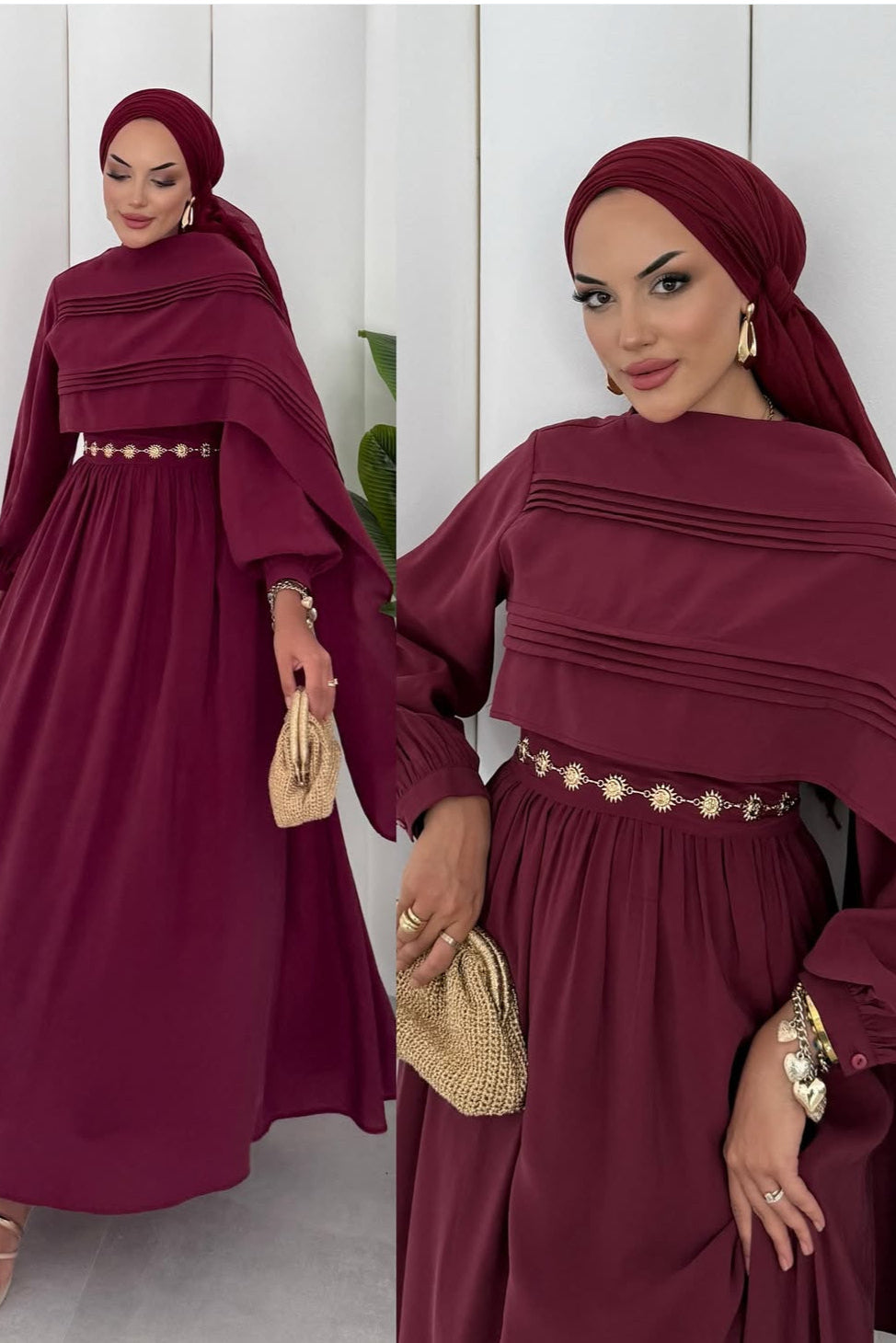 Huda Maxi Dress- Maroon