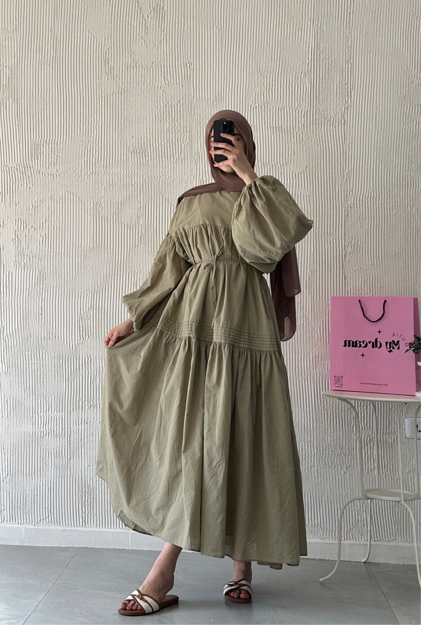 Volume Summer Dress- Light Green