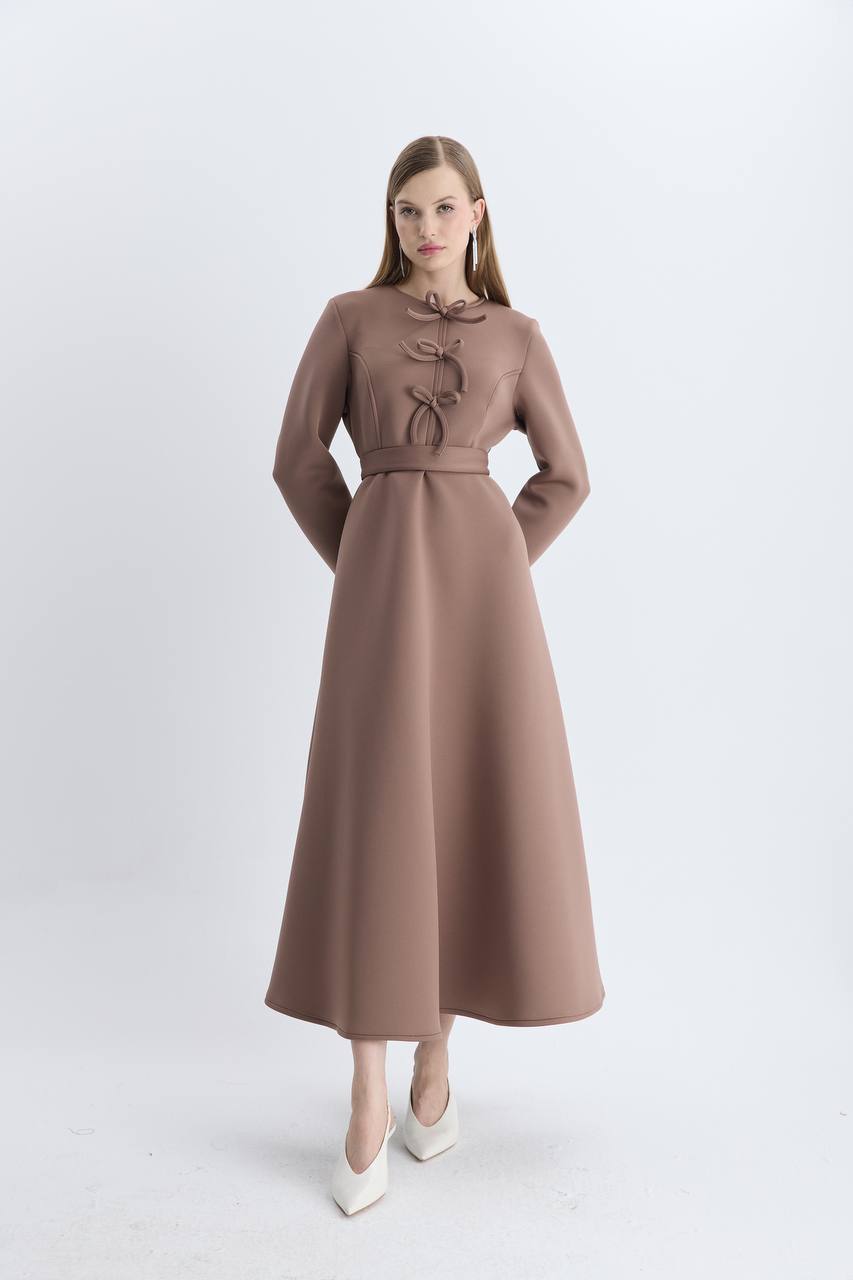 Scuba Dress-Dusty Brown