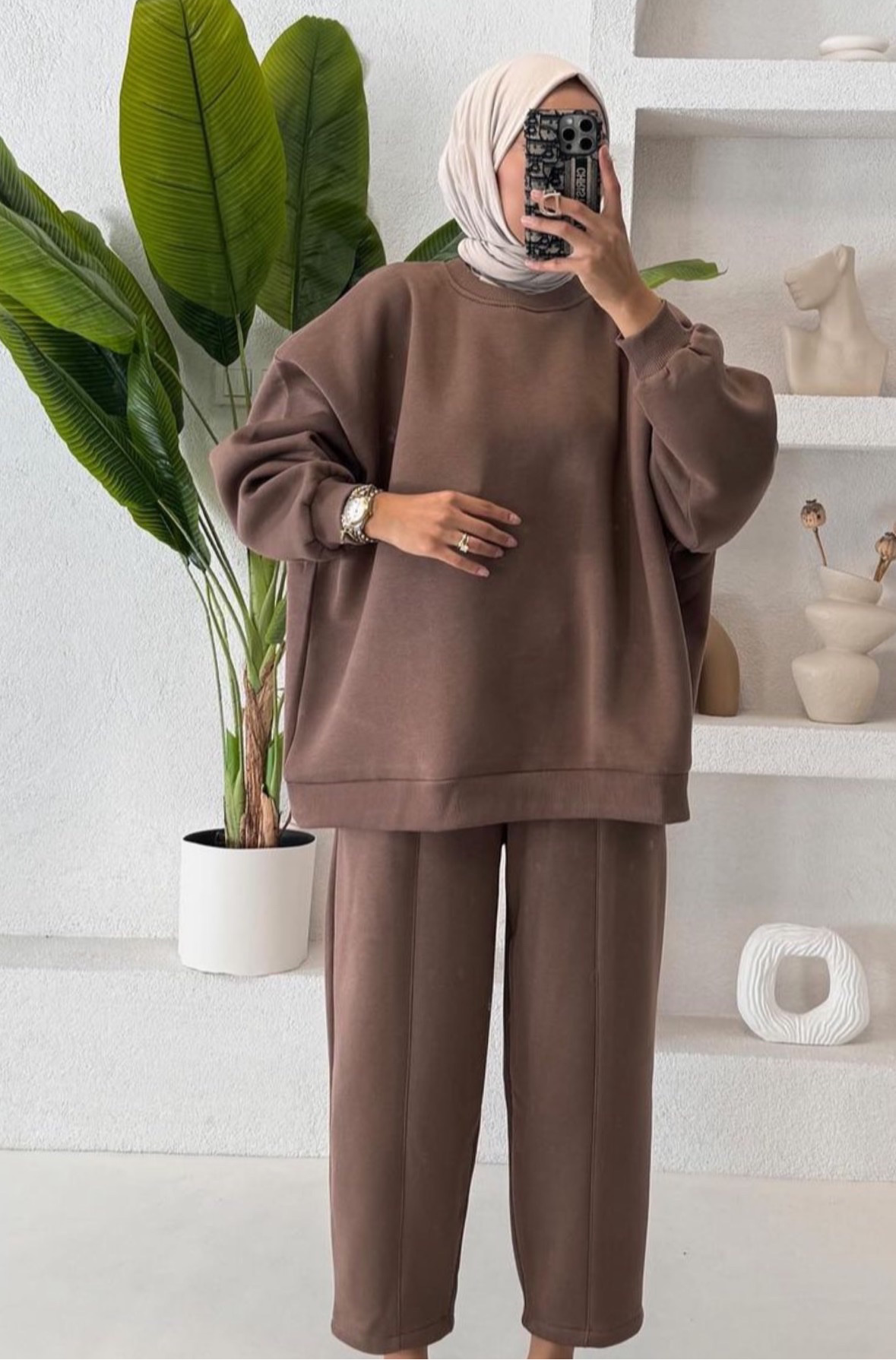 Sweatshirt Set-Brown