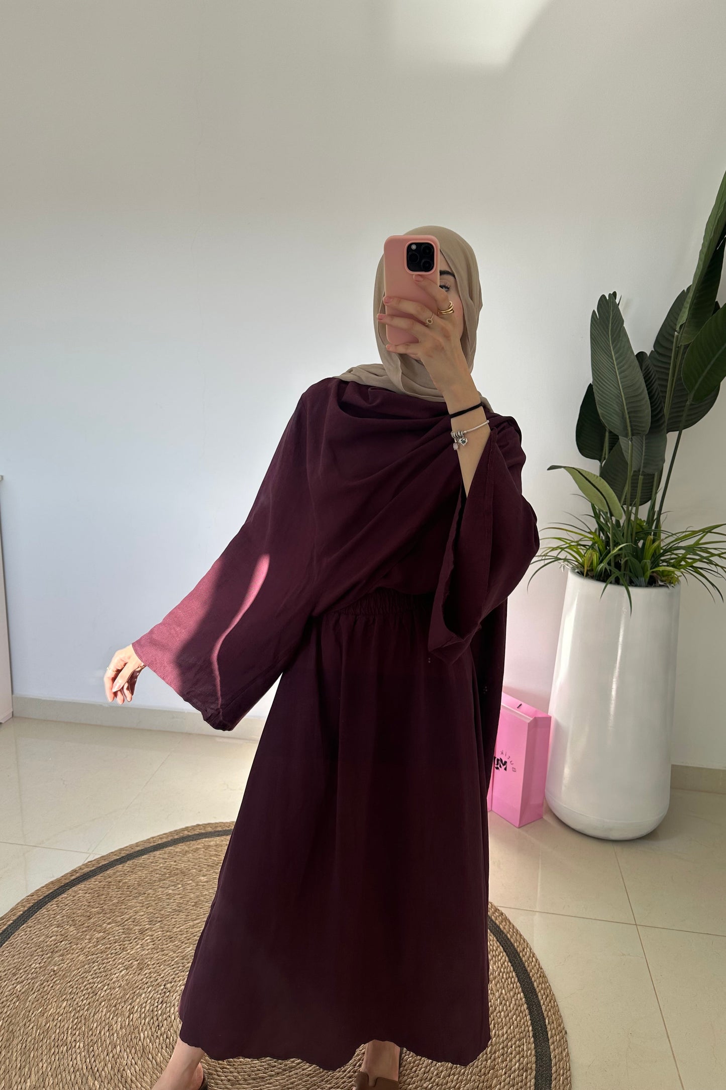 Scarf Top With Skirt-Burgundy
