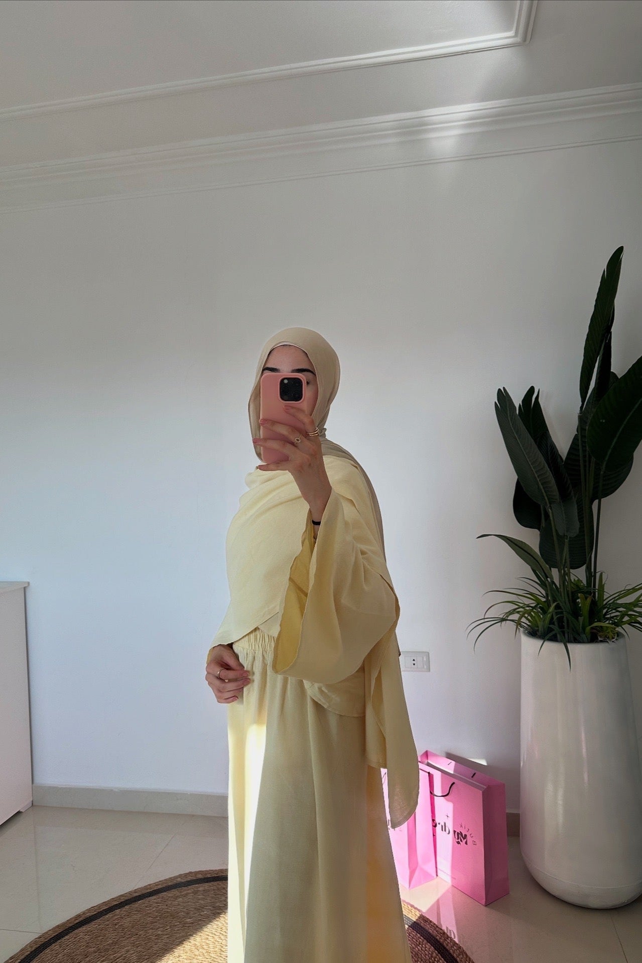 Scarf Top With Skirt- Yellow