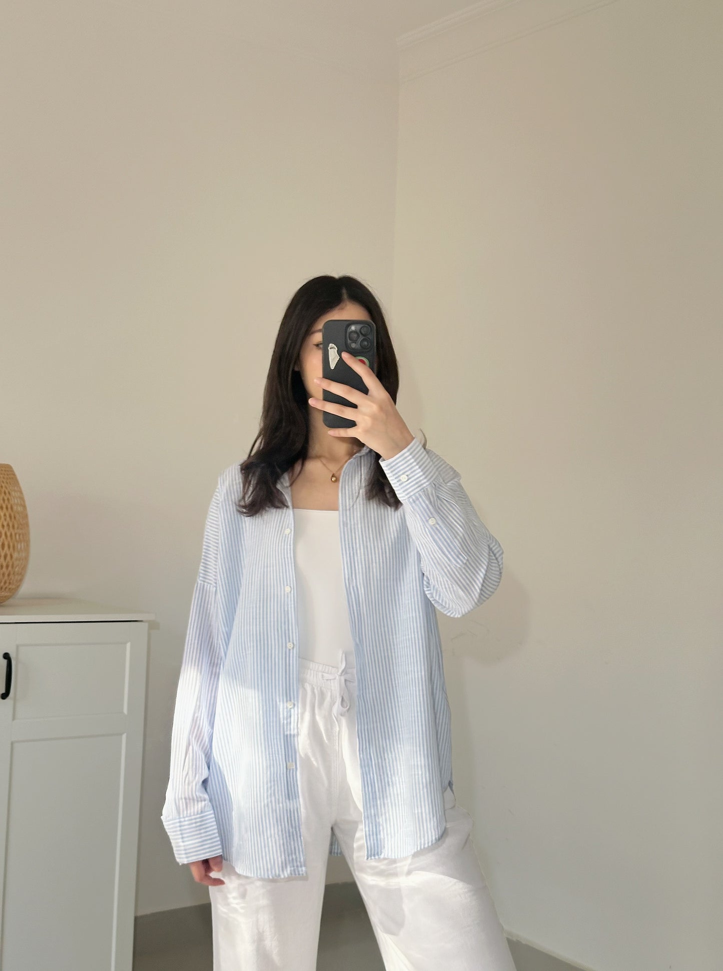 Linen Striped Shirt- Blue